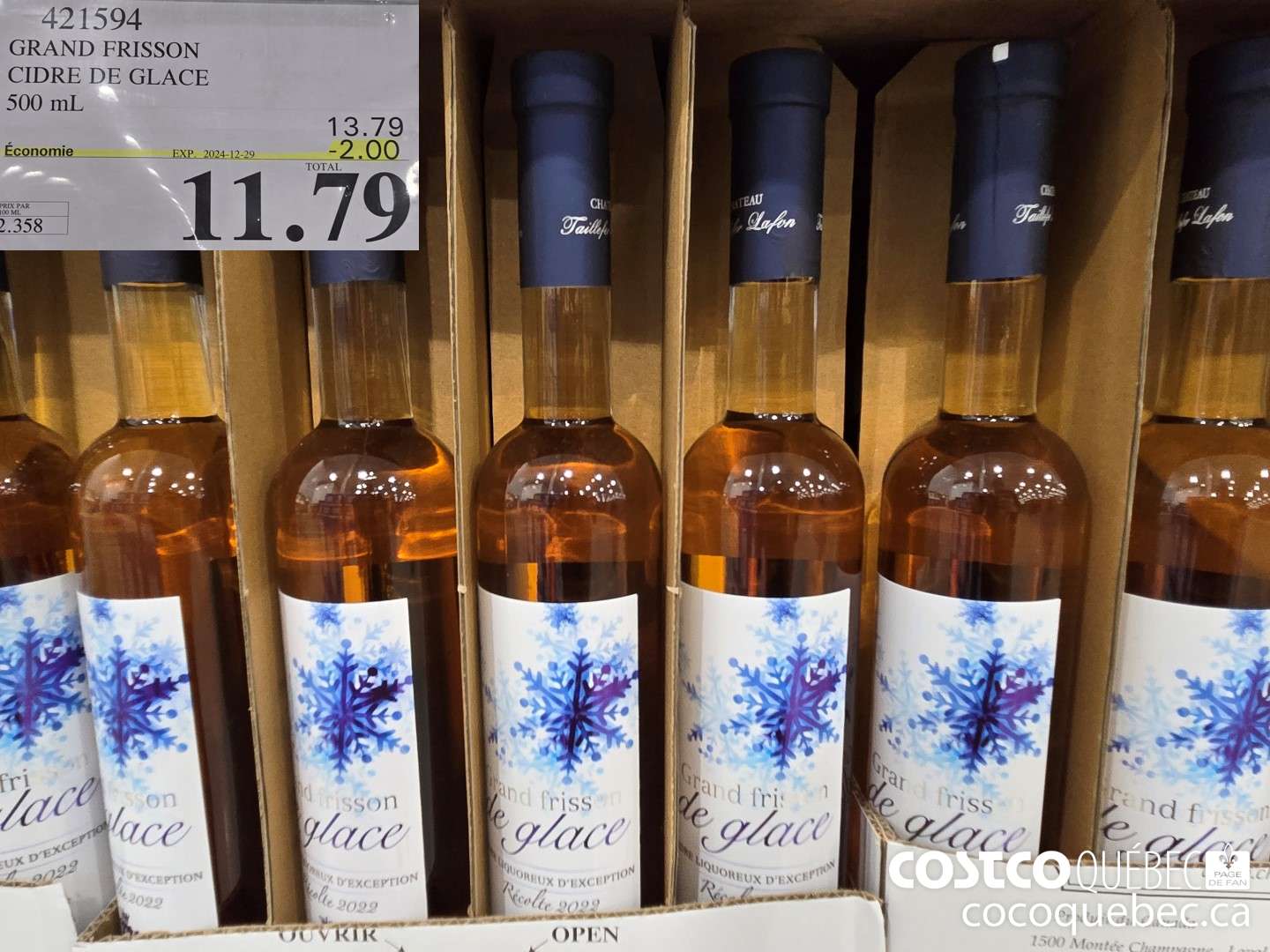 421594 GRAND FRISSON CIDRE DE GLACE 500 ML ($2.00 INSTANT SAVINGS EXPIRES ON 2024-12-29) $11.79