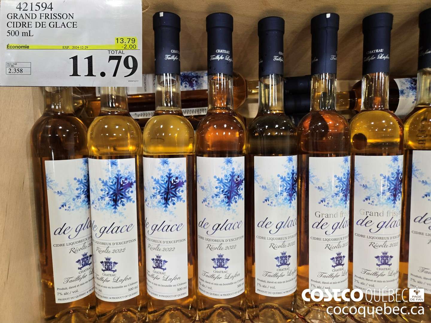 421594 GRAND FRISSON CIDRE DE GLACE 500 ML ($2.00 INSTANT SAVINGS EXPIRES ON 2024-12-29) $11.79