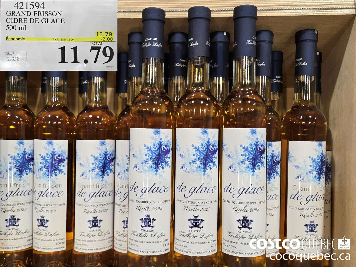 421594 GRAND FRISSON CIDRE DE GLACE 500 ML ($2.00 INSTANT SAVINGS EXPIRES ON 2024-12-29) $11.79