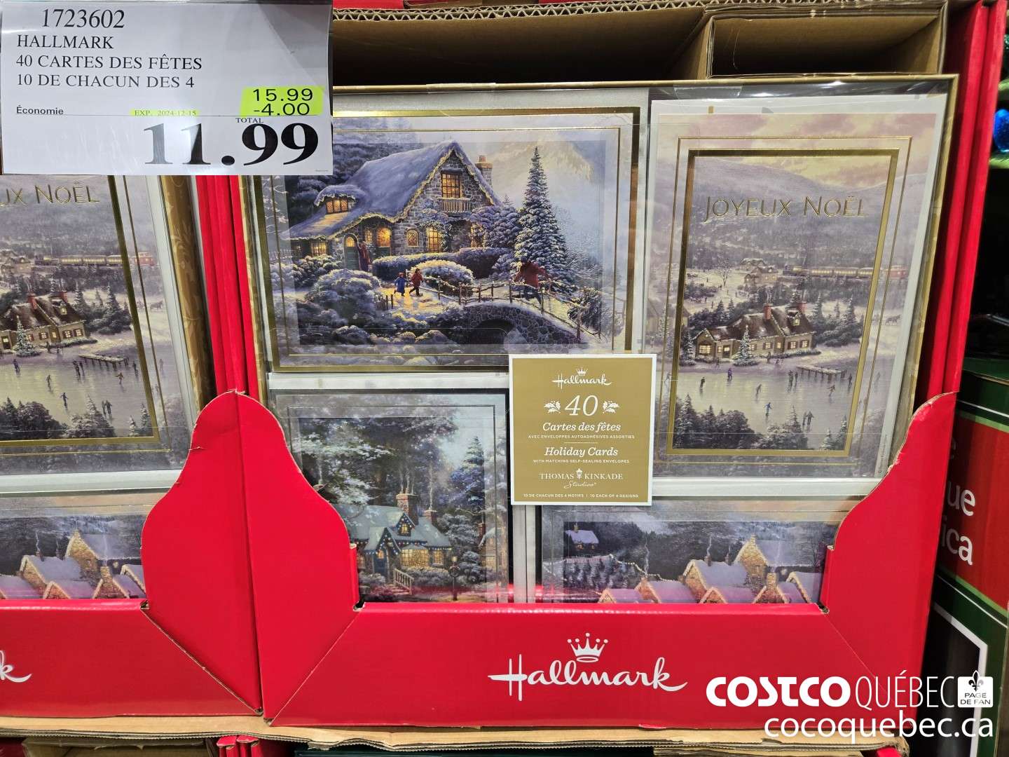 1723602 HALLMARK 40 CARTES DES FETES 10 DE CHACUN DES 4  ($4.00 INSTANT SAVINGS EXPIRES ON 2024-12-15) $11.99
