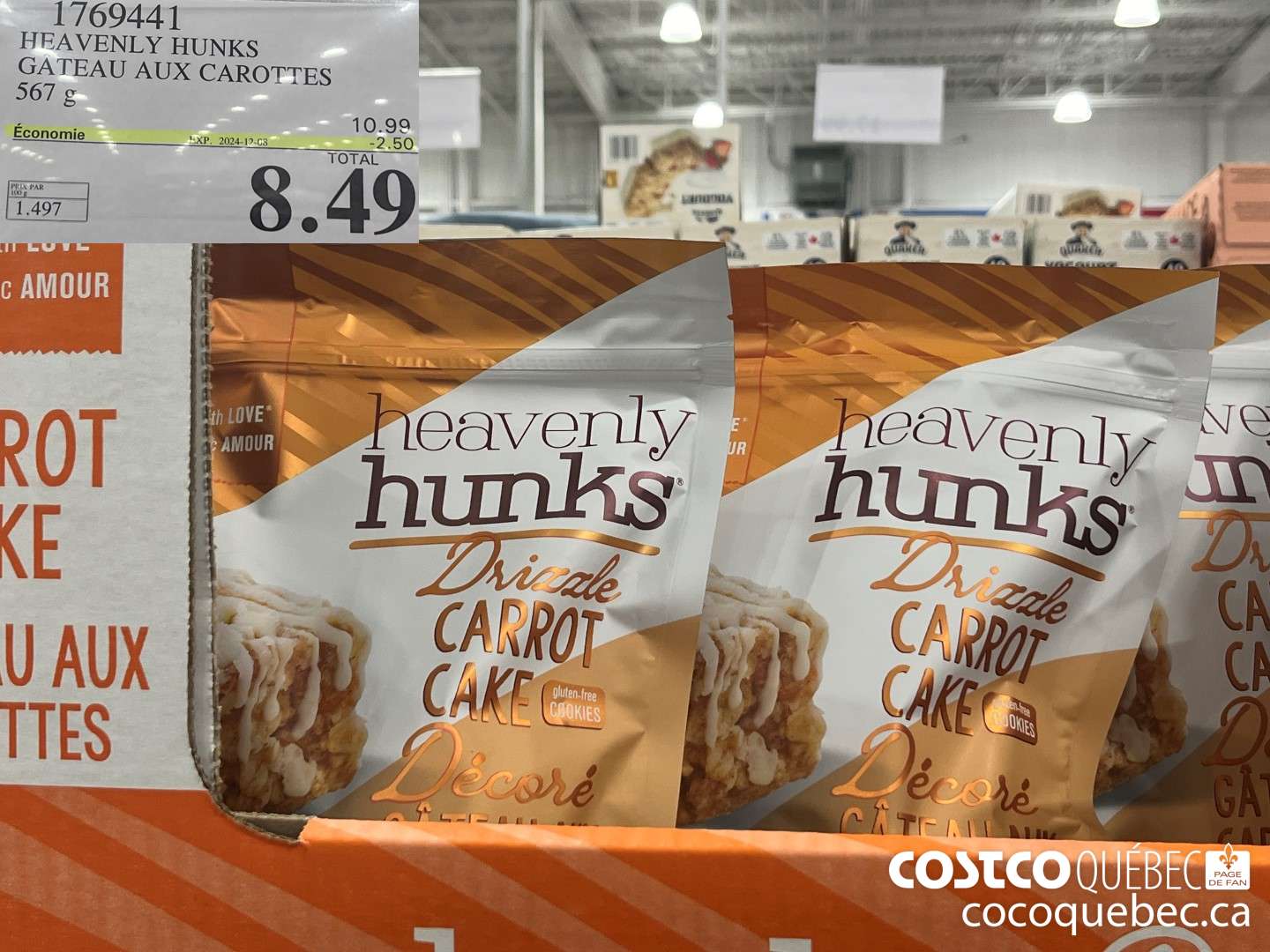 1769441 HEAVENLY HUNKS GATEAU AUX CAROTTES 567 g ($2.50 INSTANT SAVINGS EXPIRES ON 2024-12-08) $8.49