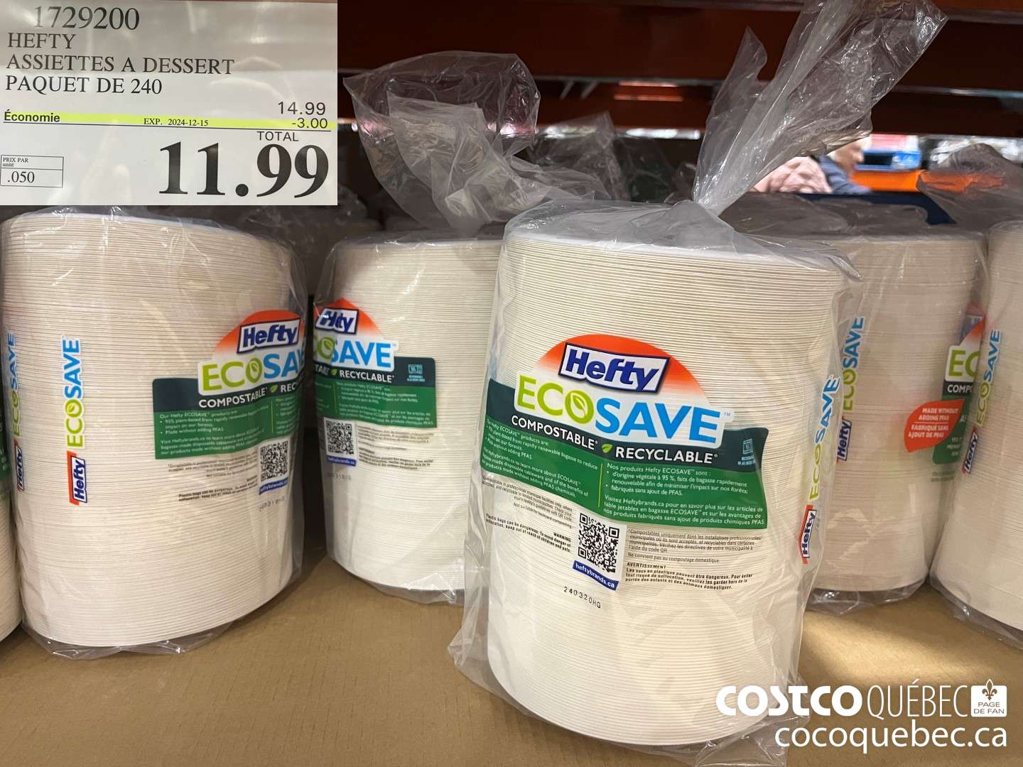 1729200 HEFTY ASSIETTES A DESSERT PAQUET DE 240  ($3.00 INSTANT SAVINGS EXPIRES ON 2024-12-15) $11.99