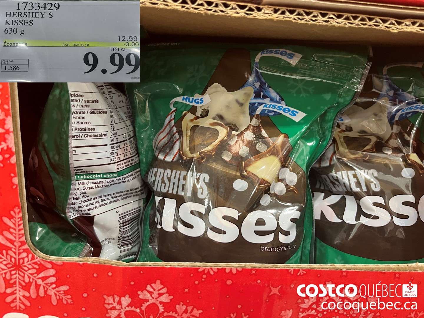 1733429 HERSHEY'S KISSES 630 g  ($3.00 INSTANT SAVINGS EXPIRES ON 2024-12-08) $9.99