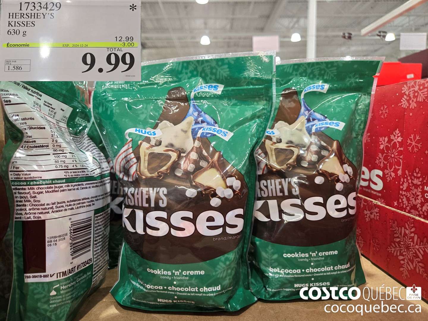 1733429 HERSHEY'S KISSES 630 g  (EXPIRES ON 2024-12-24) $9.99