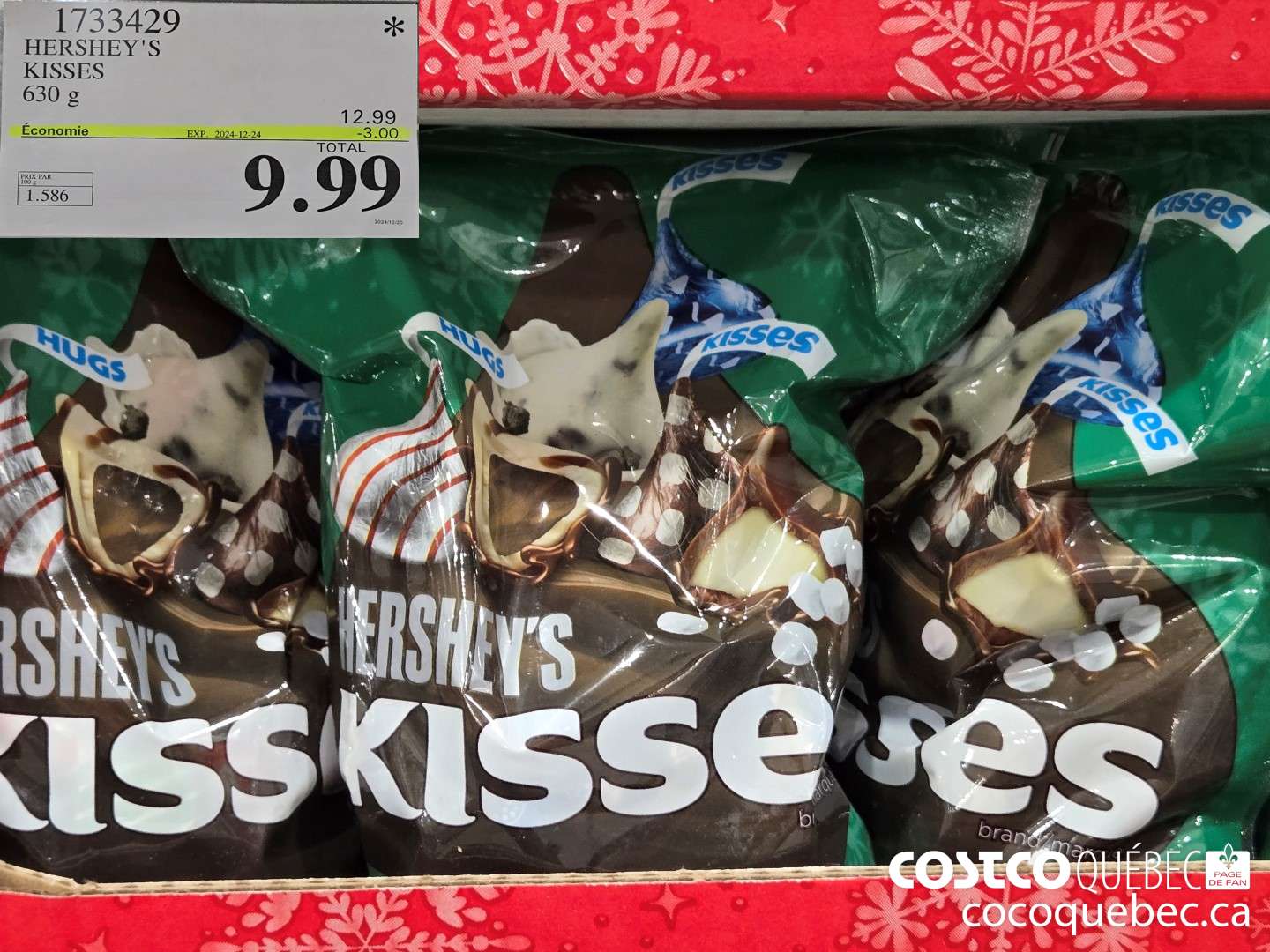 1733429 HERSHEY'S KISSES 630 g  ($3.00 INSTANT SAVINGS EXPIRES ON 2024-12-24) $9.99