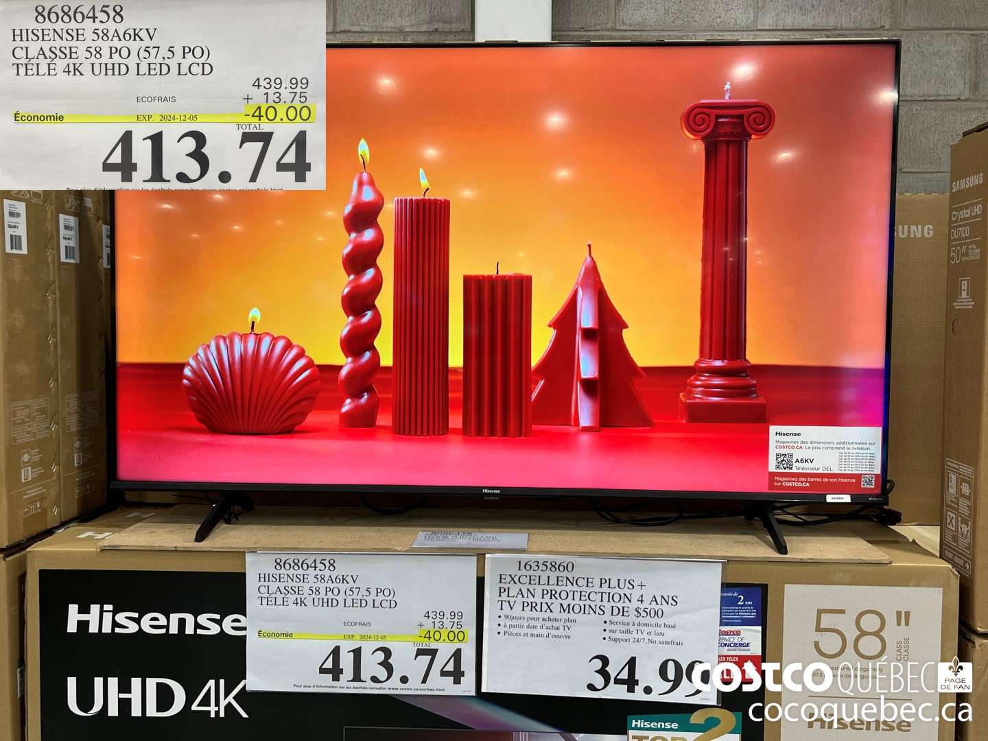 8686458 HISENSE CLASSE 58 PO (57,5 PO) ($40.00 INSTANT SAVINGS EXPIRES ON 2024-12-05) $413.74