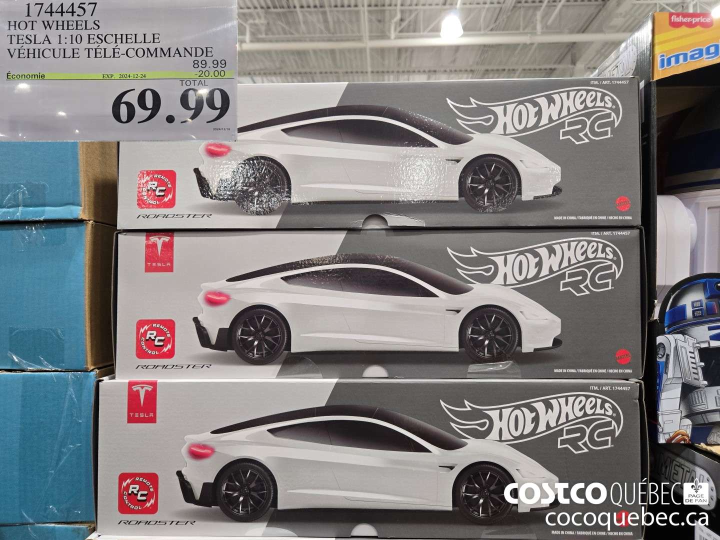 1744457 HOT WHEELS TESLA 1:10 ESCHELLE CULE TELE COMMANDE  ($20.00 INSTANT SAVINGS EXPIRES ON 2024-12-24) $69.99