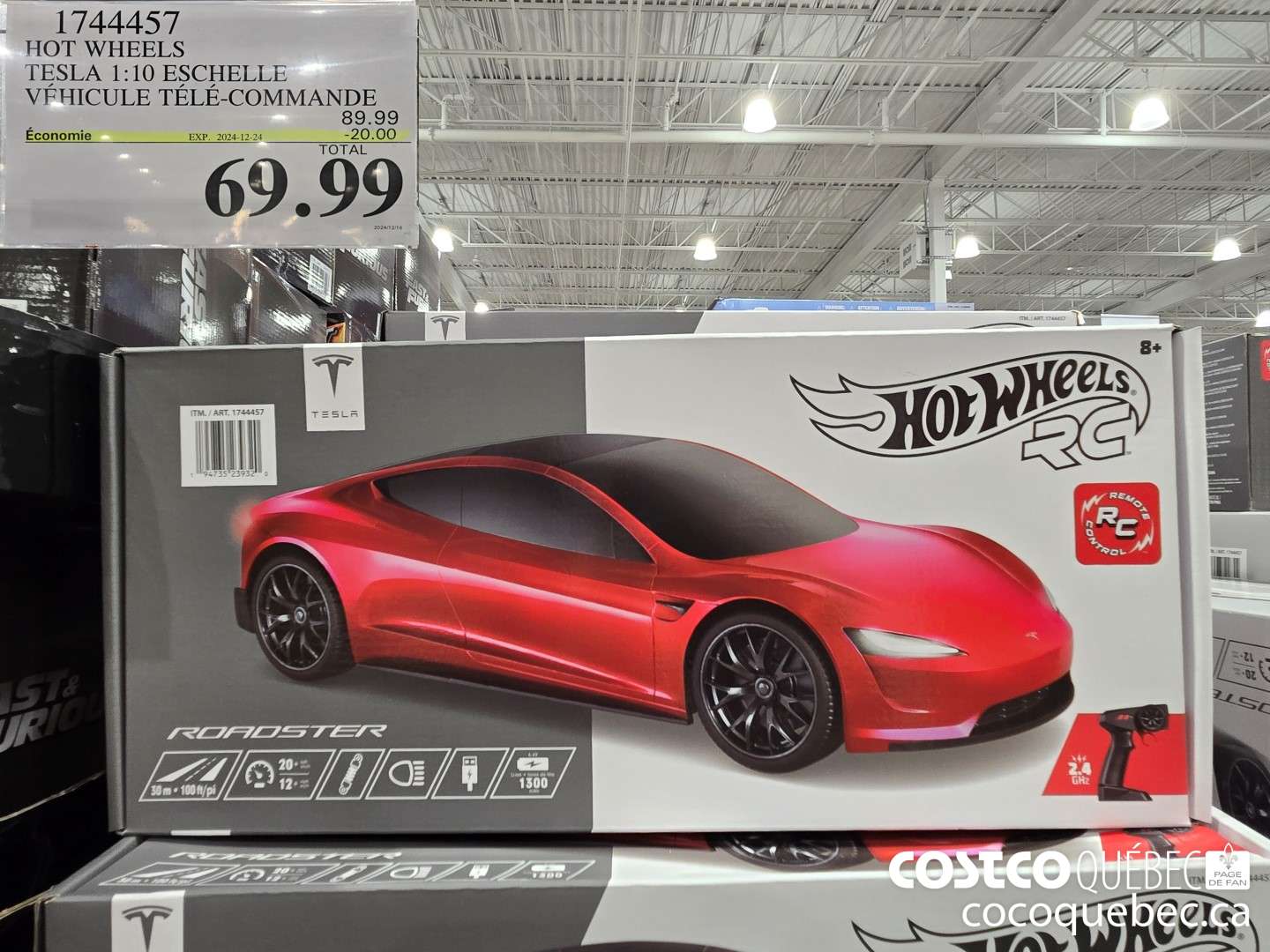 1744457 HOT WHEELS TESLA 1:10 ESCHELLE CULE TELE COMMANDE  ($20.00 INSTANT SAVINGS EXPIRES ON 2024-12-24) $69.99