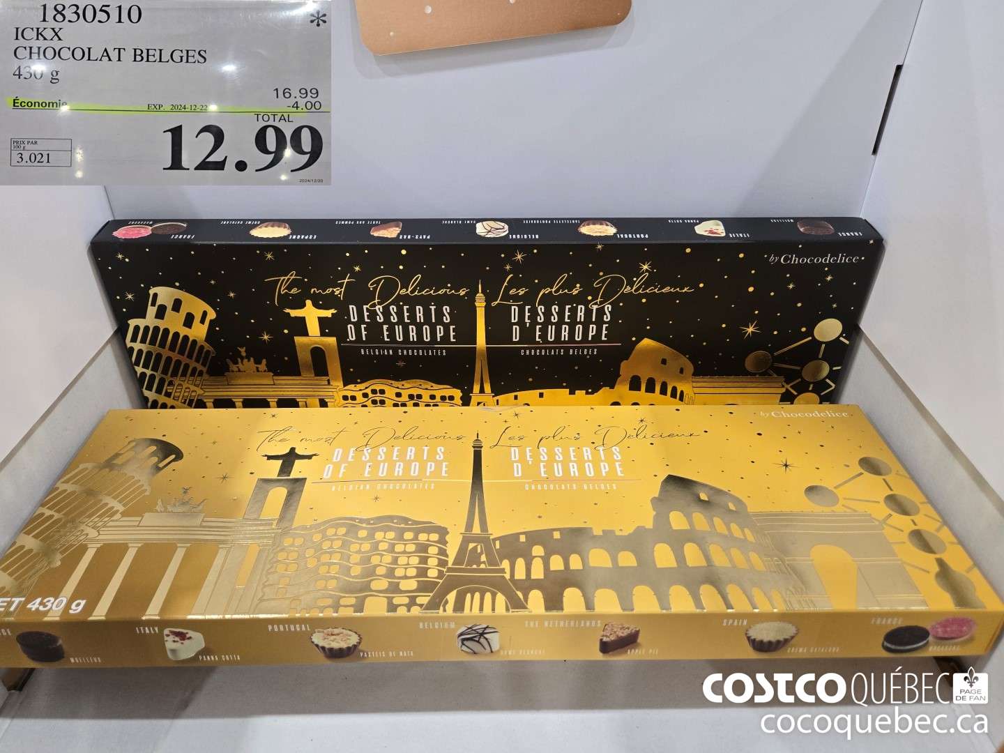 1830510 ICKX CHOCOLAT BELGES 430 g  ($4.00 INSTANT SAVINGS EXPIRES ON 2024-12-22) $12.99