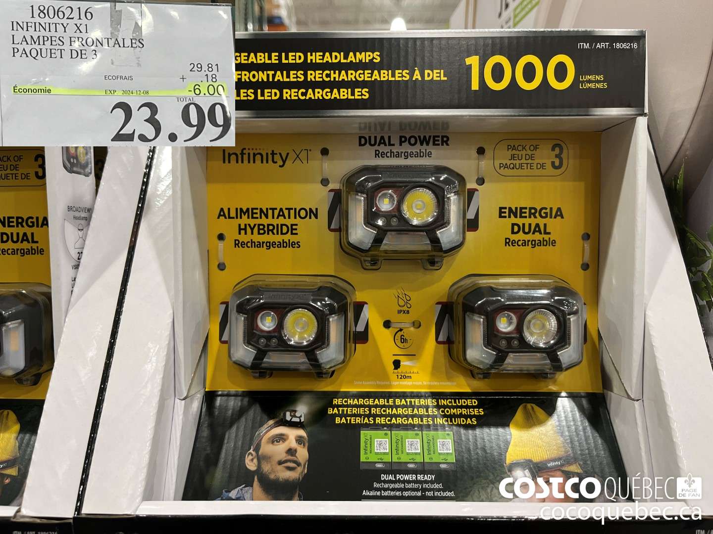 1806216 INFINITY X1 LAMPES FRONTALES PAQUET DE 3  ($6.00 INSTANT SAVINGS EXPIRES ON 2024-12-08) $23.99