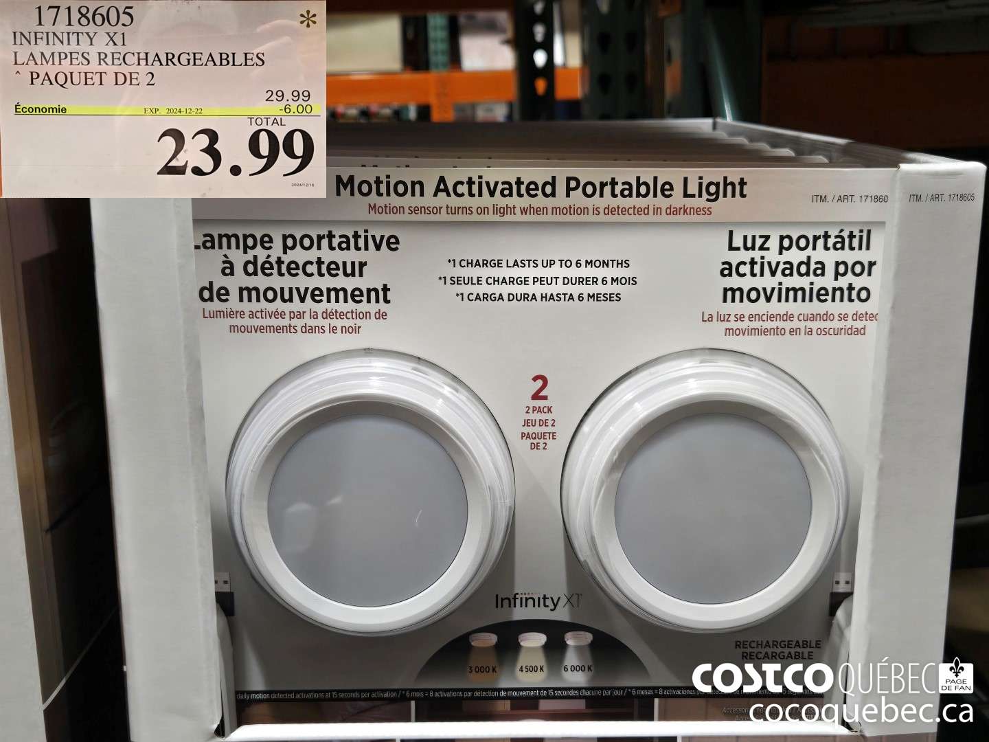 1718605 INFINITY X1 LAMPES RECHARGEABLES * PAQUET DE 2 '  ($6.00 INSTANT SAVINGS EXPIRES ON 2024-12-22) $23.99