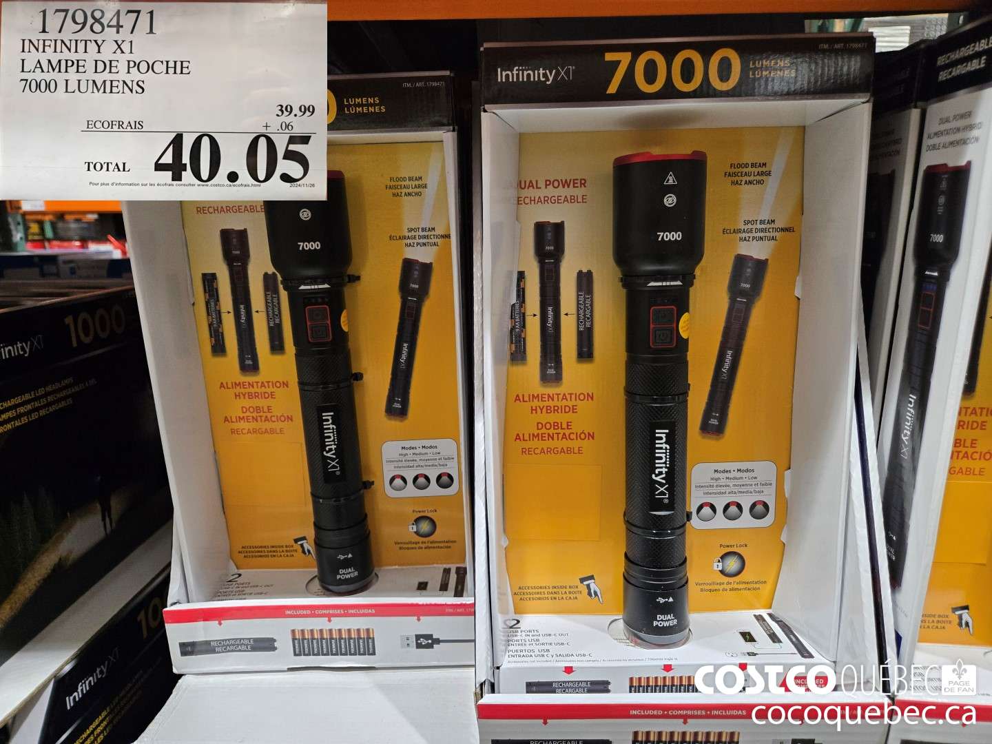 1798471 INFINITY X1 LAMPE DE POCHE 7000 LUMENS  $40.05