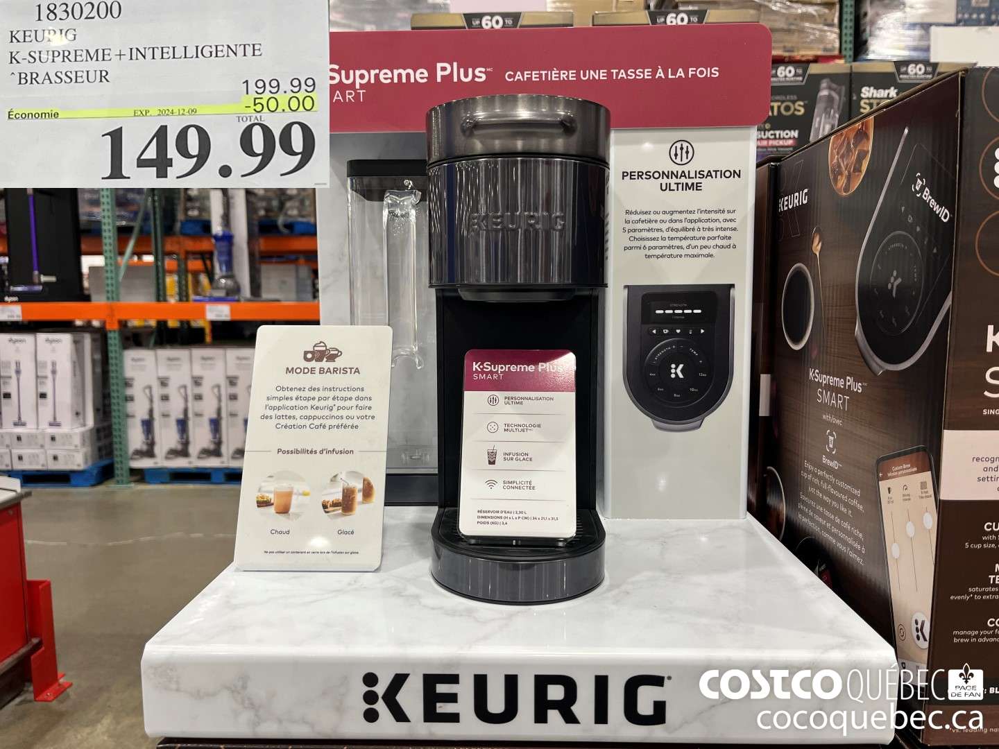 1830200 KEURIG K-SUPREME+INTELLIGENTE BRASSEUR  ($40.00 INSTANT SAVINGS EXPIRES ON 2024-12-09) $149.99