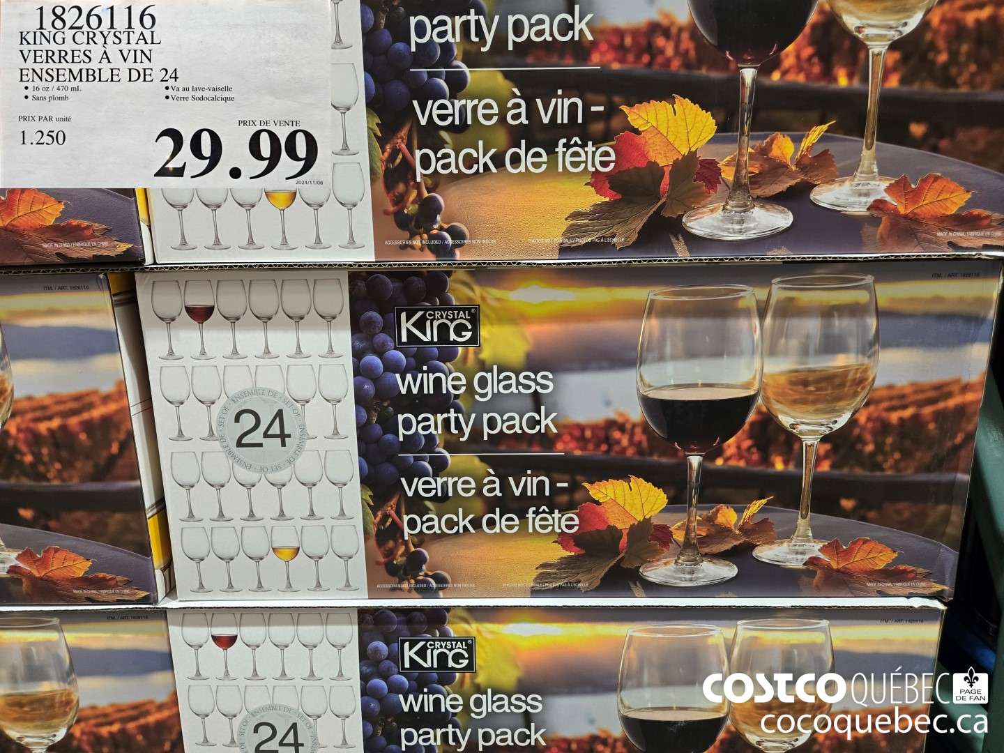 1826116 KING CRYSTAL VERRES A VIN  $29.99