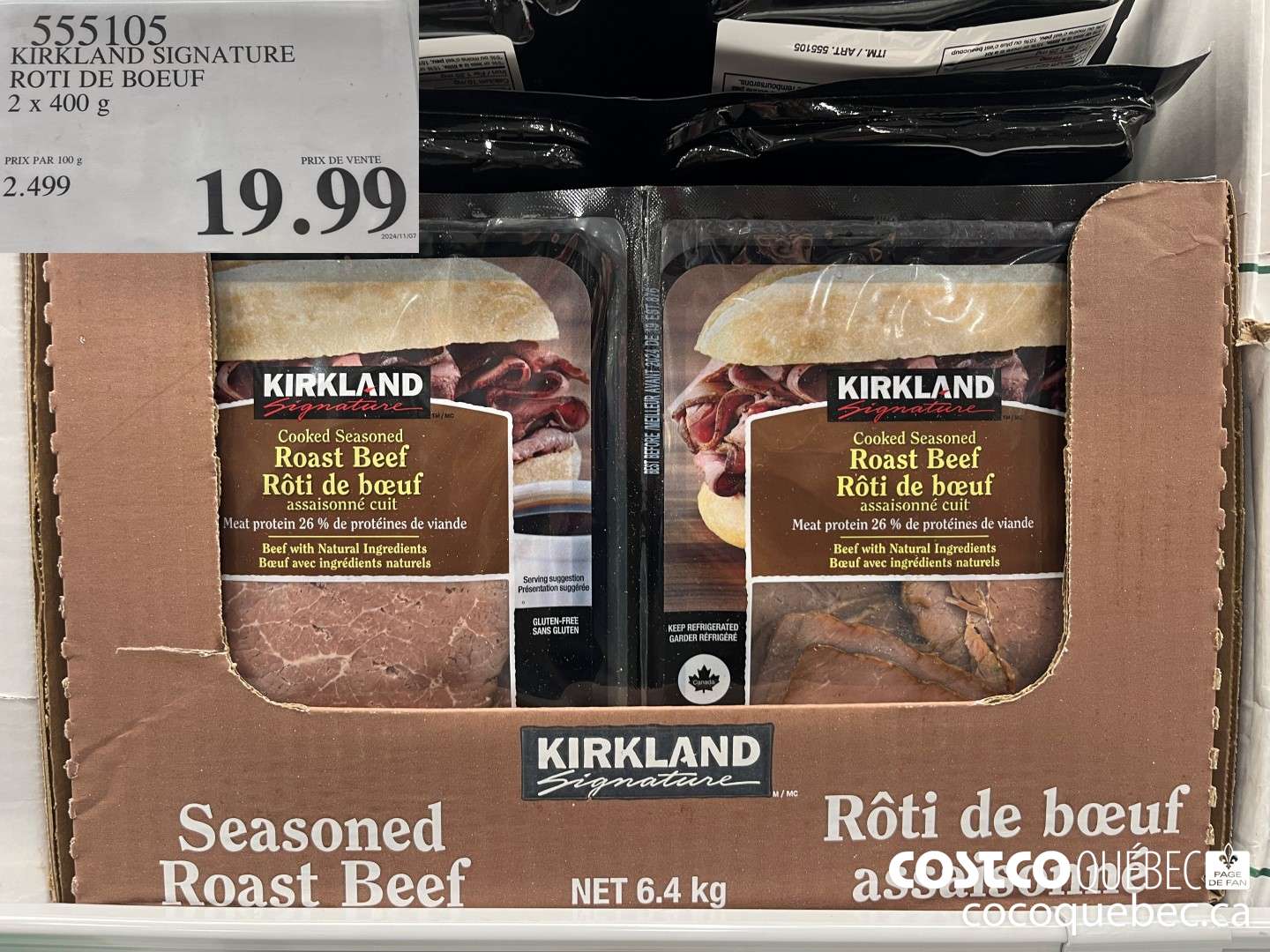 555105 KIRKLAND SIGNATURE ROTI DE BOEUF 2 x 400 G  $19.99
