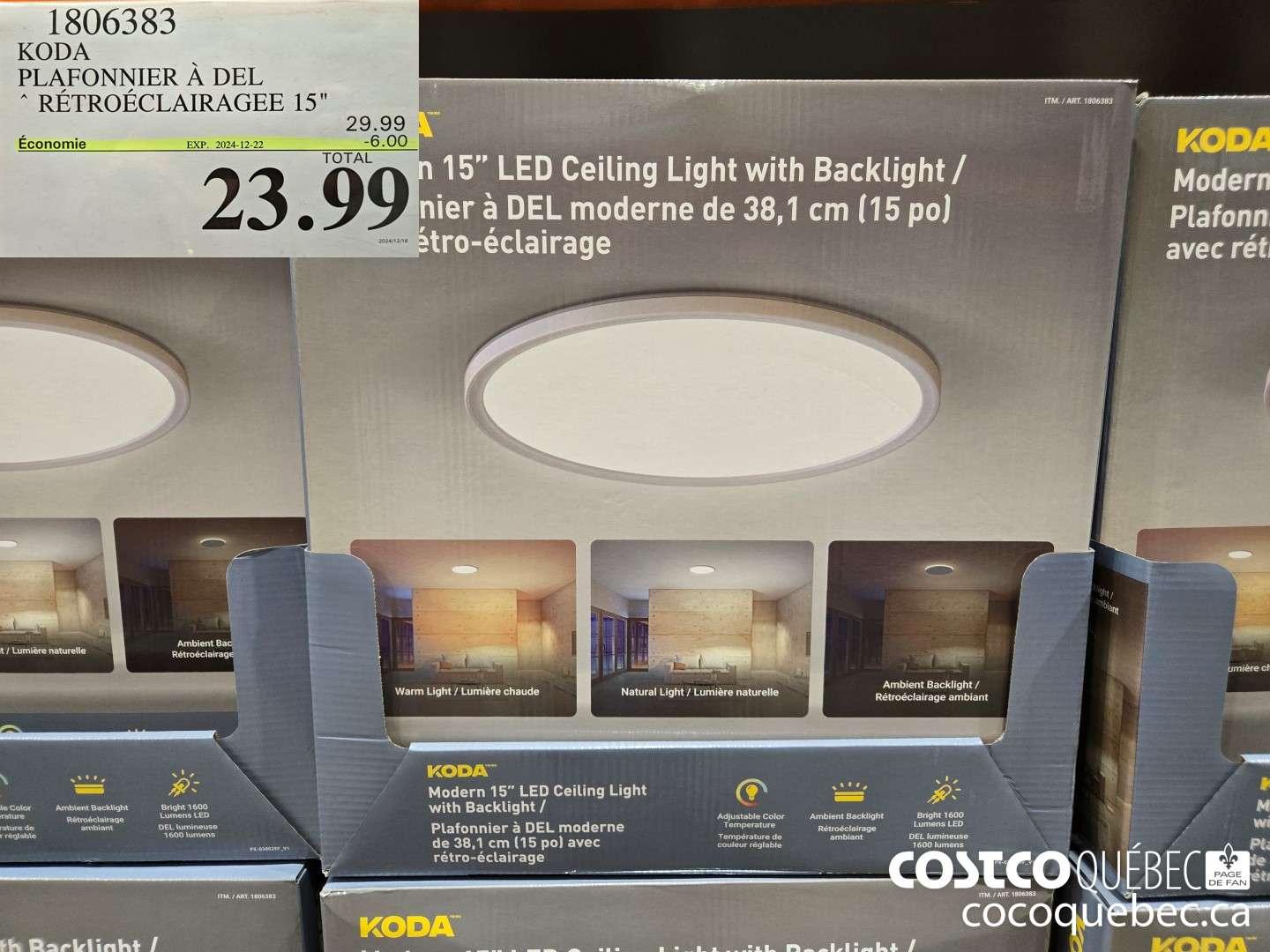 1806383 KODA PLAFONNIER A DEL  ($6.00 INSTANT SAVINGS EXPIRES ON 2024-12-22) $23.99