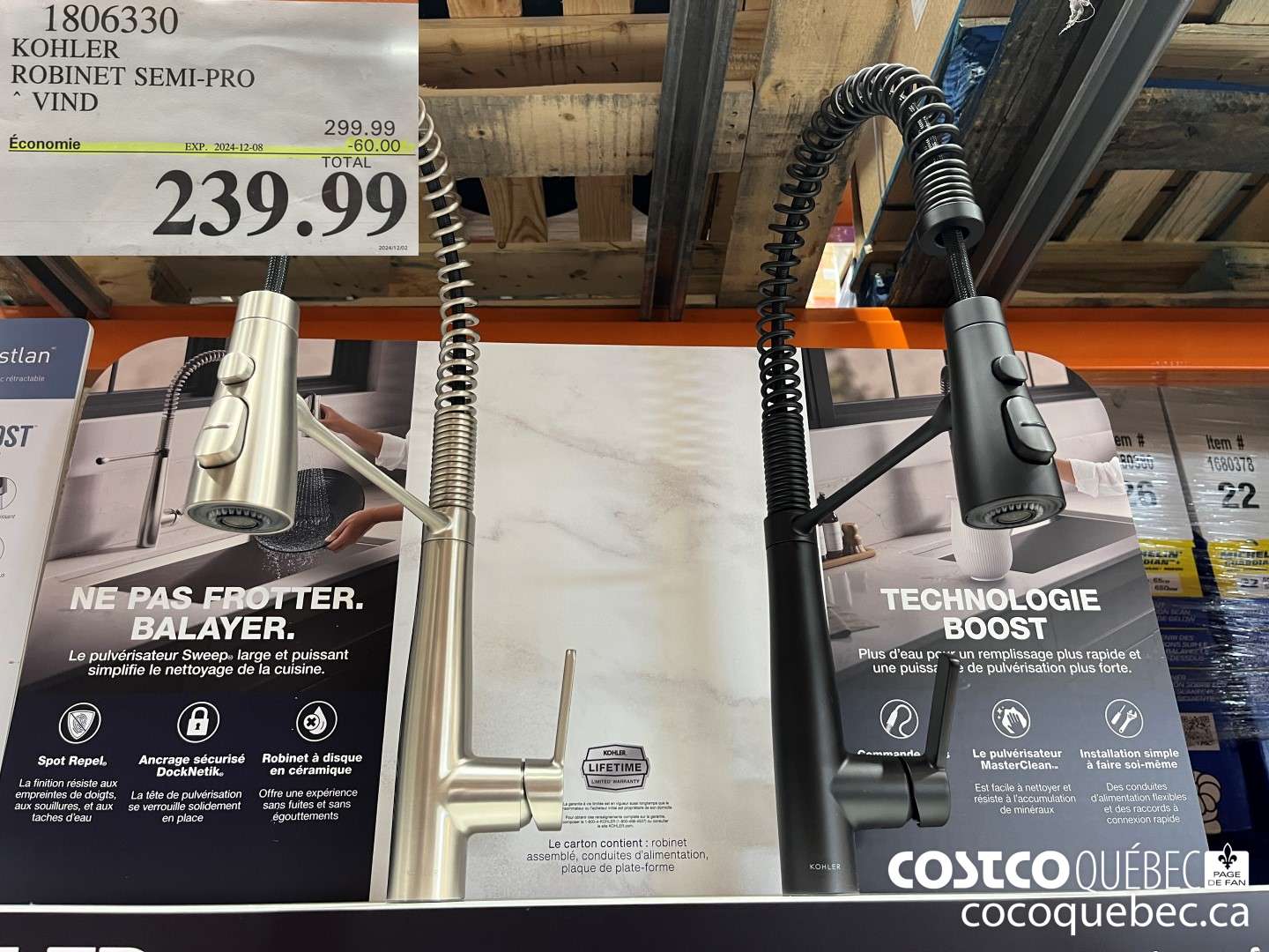 1806330 KOHLER ROBINET SEMI-PRO  ($60.00 INSTANT SAVINGS EXPIRES ON 2024-12-08) $239.99