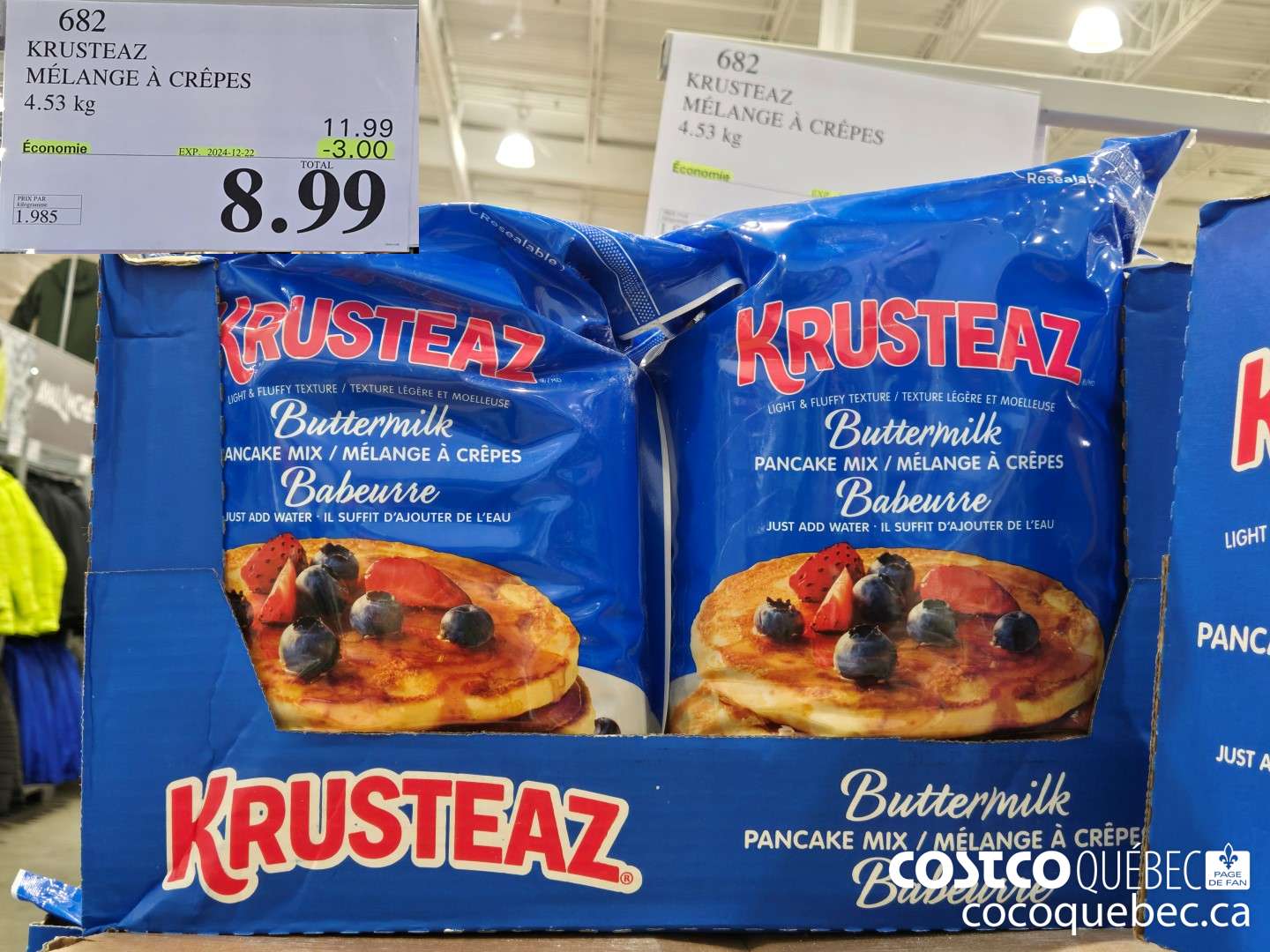 682 KRUSTEAZ MELANGE a CREPES 4.53 kg  ($3.00 INSTANT SAVINGS EXPIRES ON 2024-12-22) $11.99