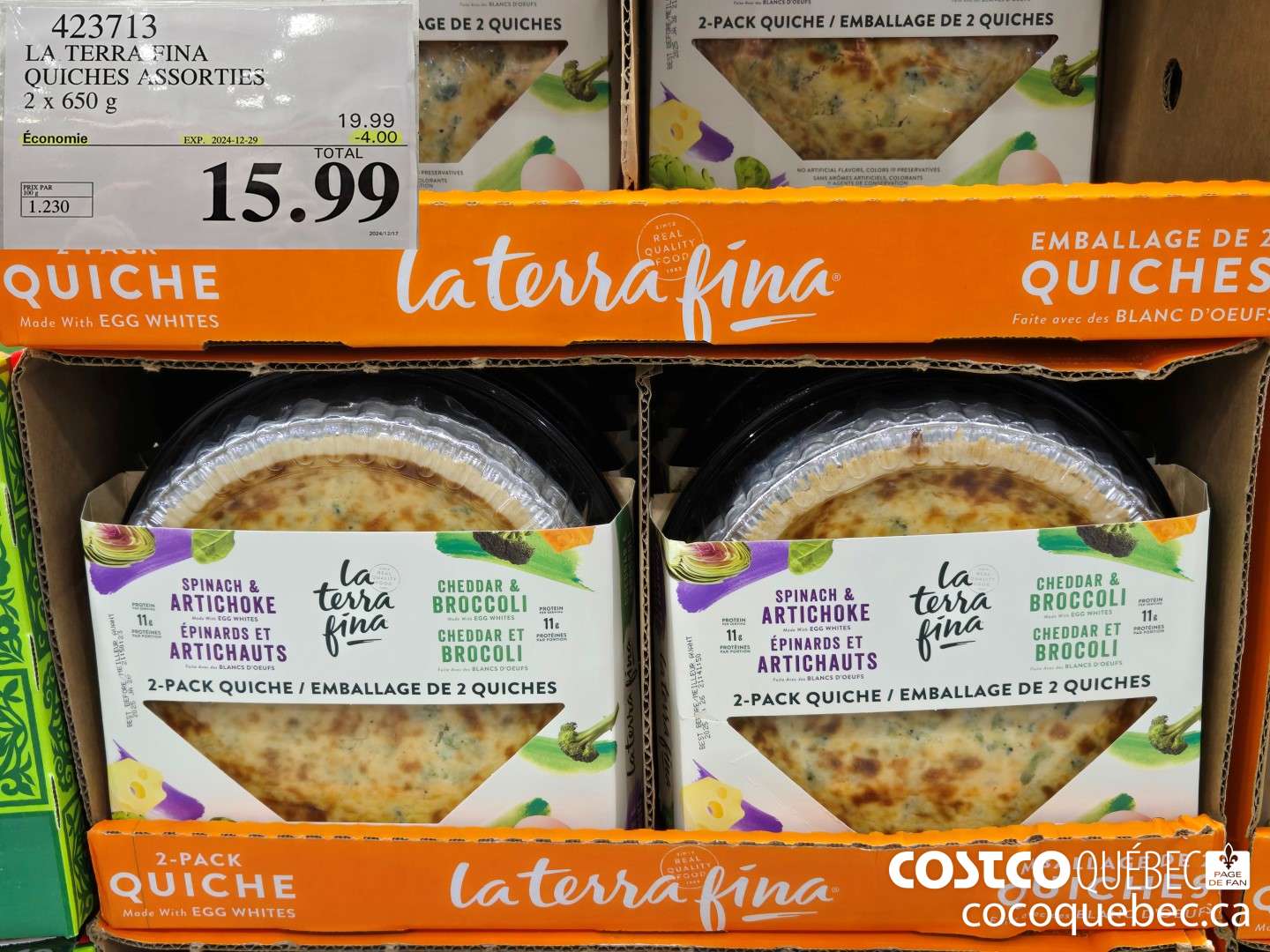 423713 LA TERRA FINA QUICHES ASSORTIES 2 x 650 g ($4.00 INSTANT SAVINGS EXPIRES ON 2024-12-29) $15.99