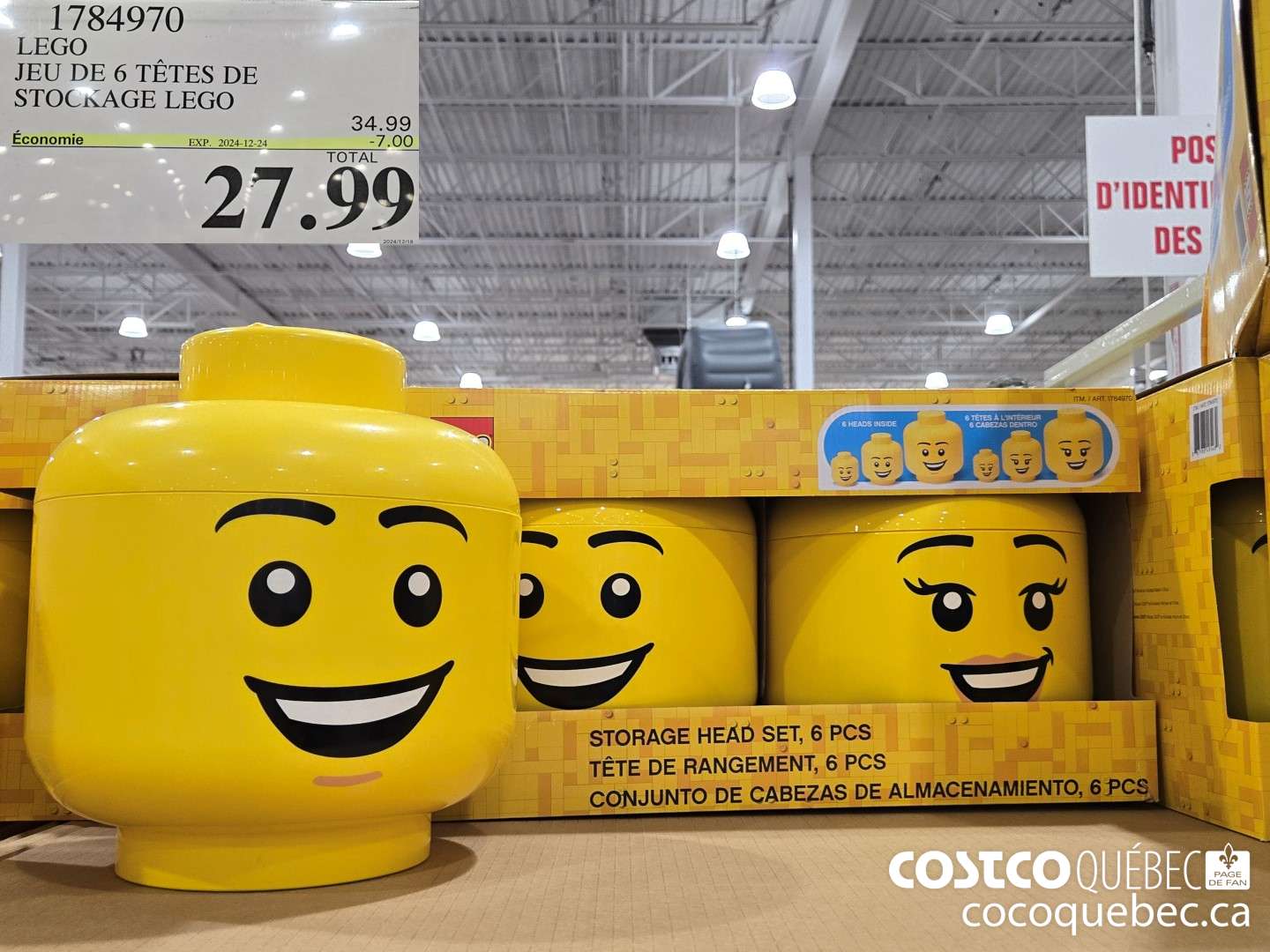 1784970 LEGO JEU DE 6 TETES DE STOCKAGE LEGO  ($7.00 INSTANT SAVINGS EXPIRES ON 2024-12-24) $27.99