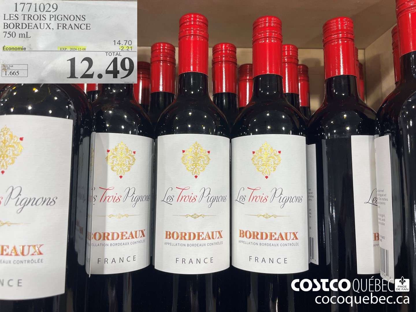 1771029 LES TROIS PIGNONS BORDEAUX, FRANCE 750 mL ($2.21 INSTANT SAVINGS EXPIRES ON 2024-12-08) $12.49