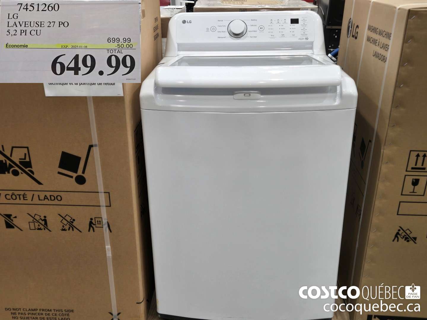 7451260 LG LAVEUSE 27 PO 50 PI CU  ($50.00 INSTANT SAVINGS EXPIRES ON 2025-01-08) $649.99