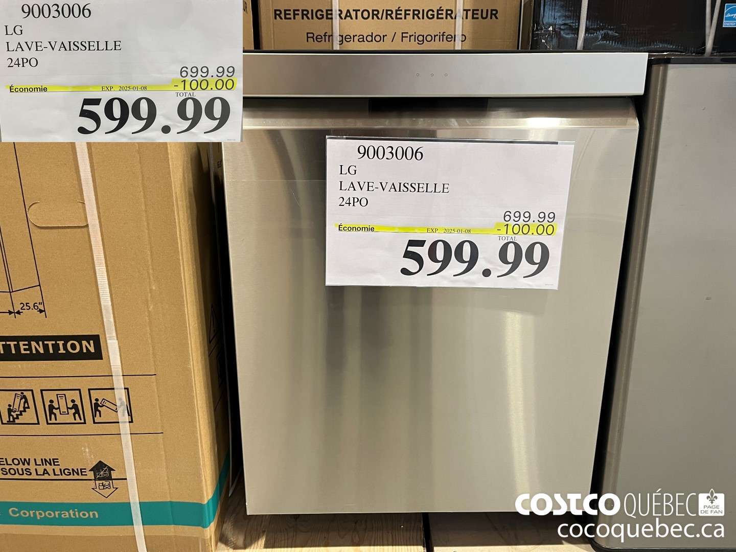 9003006 LG LAVE-VAISSELLE 24PO TOTAL 599.99  ($100.00 INSTANT SAVINGS EXPIRES ON 2025-01-08) $599.99