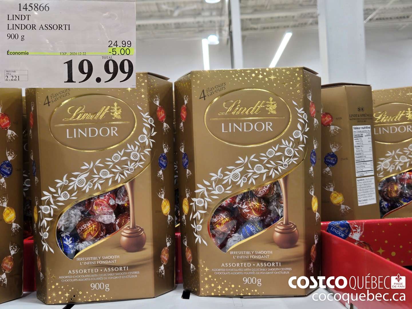 145866 LINDT LINDOR ASSORTI ($5.00 INSTANT SAVINGS EXPIRES ON 2024-12-15) $19.99