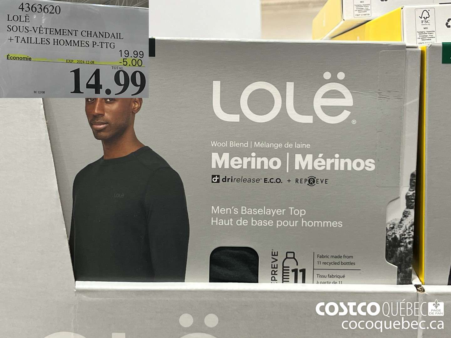 4363620 LOLE SOUS-VETEMENT CHANDAIL + TAILLES HOMMES P-TTG  ($5.00 INSTANT SAVINGS EXPIRES ON 2024-12-08) $14.99