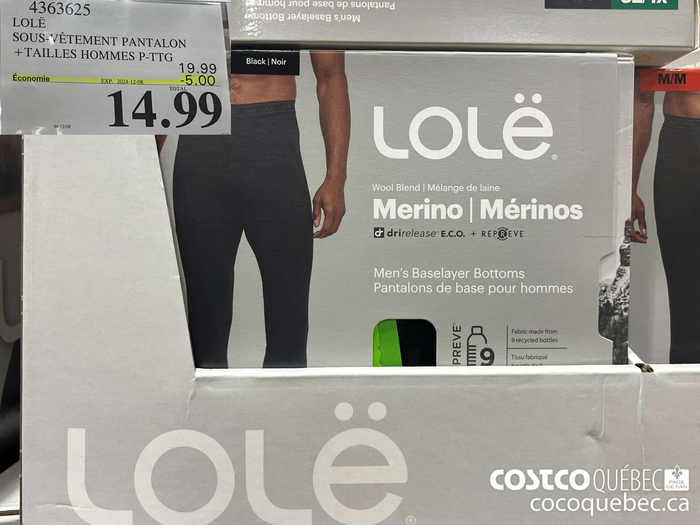4363625 LOLE SOUS-VETEMENT PANTALON + TAILLES HOMMES P-TTG  ($5.00 INSTANT SAVINGS EXPIRES ON 2024-12-08) $14.99