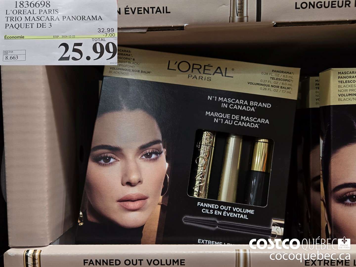 1836698 L'OREAL PARIS TRIO MASCARA PANORAMA PAQUET DE 3  ($7.00 INSTANT SAVINGS EXPIRES ON 2024-12-22) $25.99