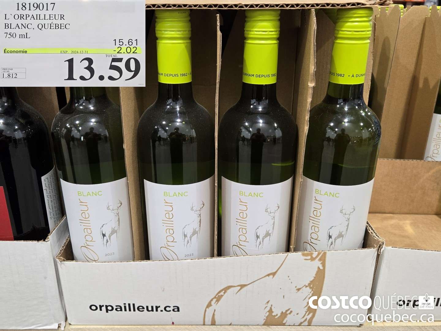 1819017 L'ORPAILLEUR BLANC, QUEBEC 750 mL  ($2.02 INSTANT SAVINGS EXPIRES ON 2024-12-31) $13.59