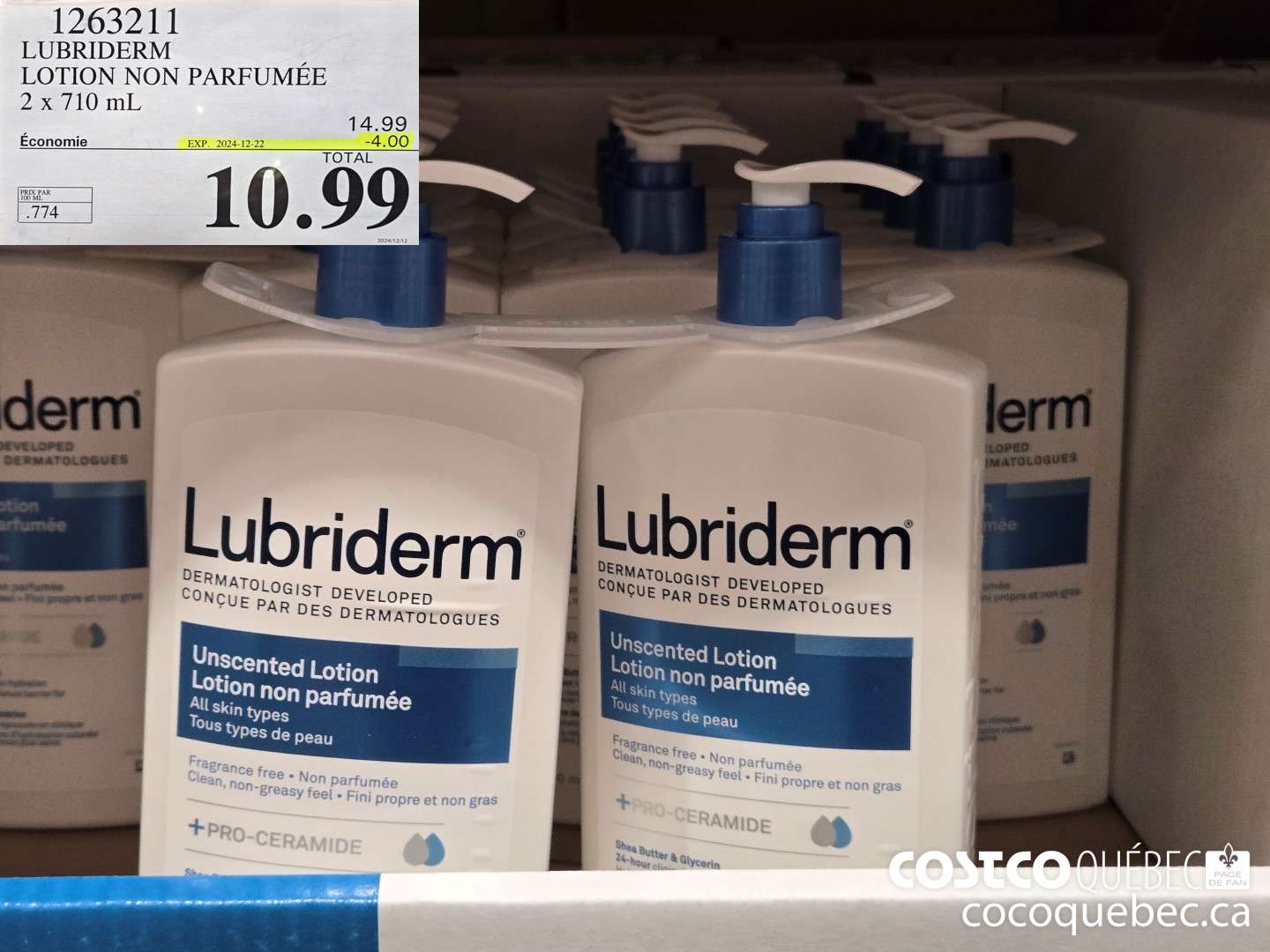 1263211 LUBRIDERM LOTION NON PARFUMEE 2x 710 mL ($4.00 INSTANT SAVINGS EXPIRES ON 2024-12-22) $10.99