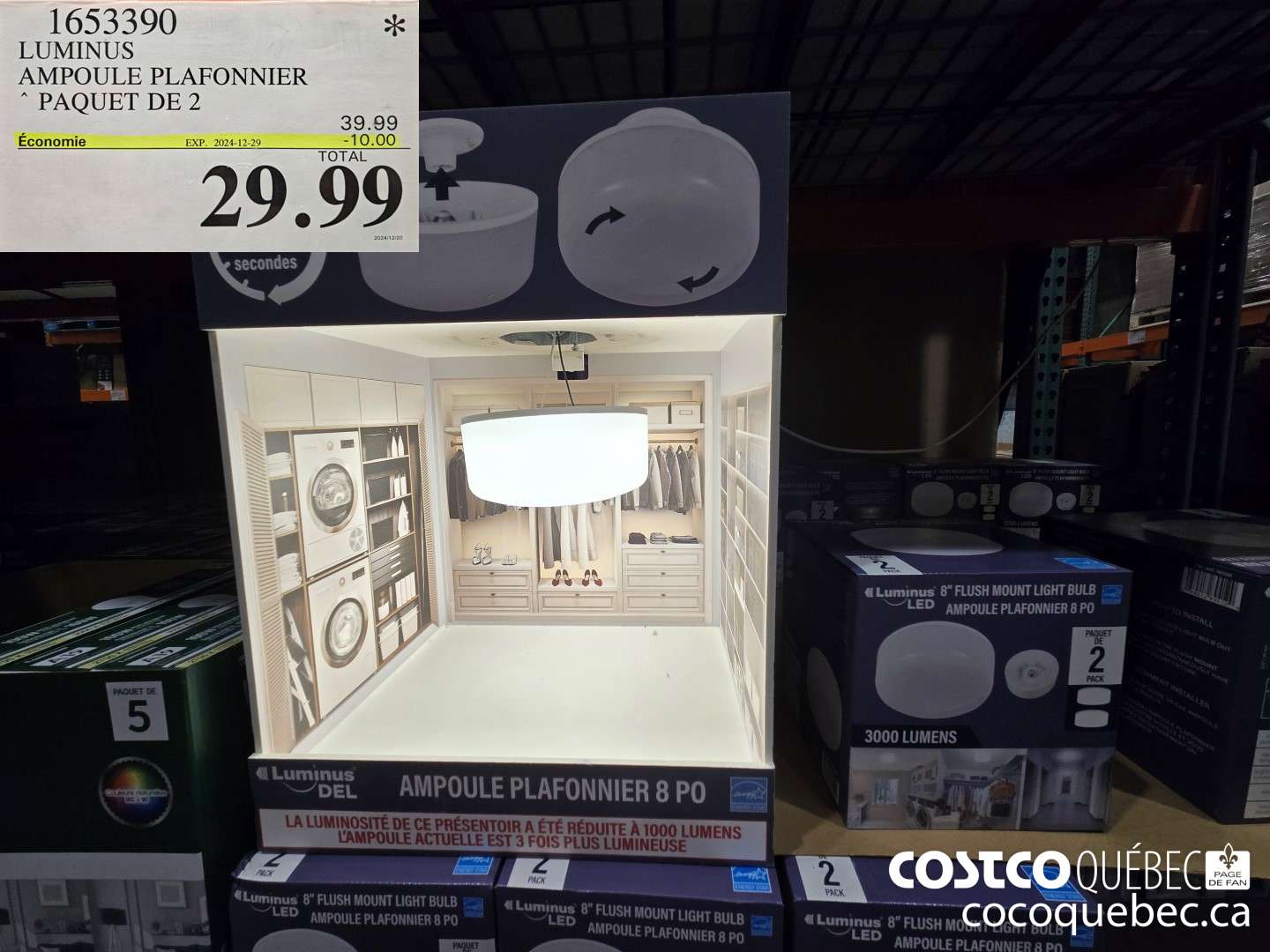 1653390 LUMINUS AMPOULE PLAFONNIER PAQUET DE 2 ($10.00 INSTANT SAVINGS EXPIRES ON 2024-12-29) $29.99