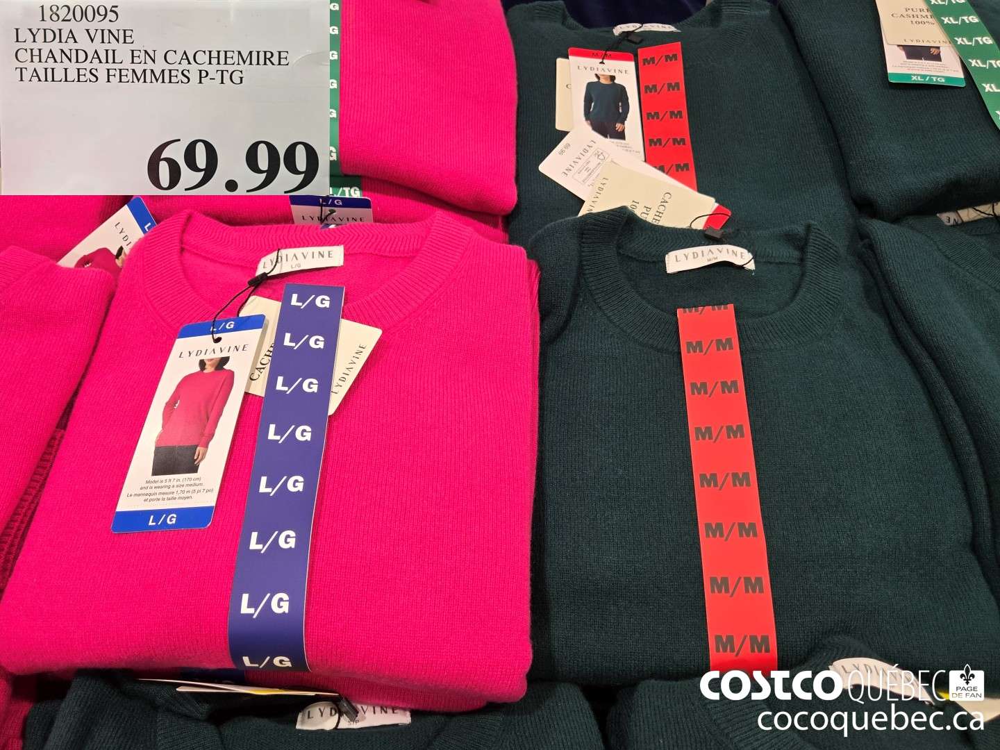 1820095 LYDIA VINE CHANDAIL EN CACHEMIRE TAILLES FEMMES P-TG  $69.99