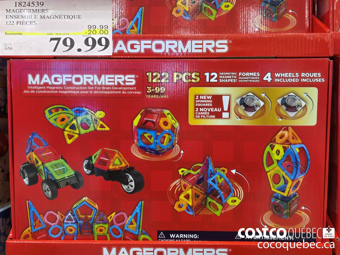 1824539 MAGFORMERS ENSEMBLE MAGNETIQUE 122 PIECES  ($20.00 INSTANT SAVINGS EXPIRES ON 2024-12-24) $79.99