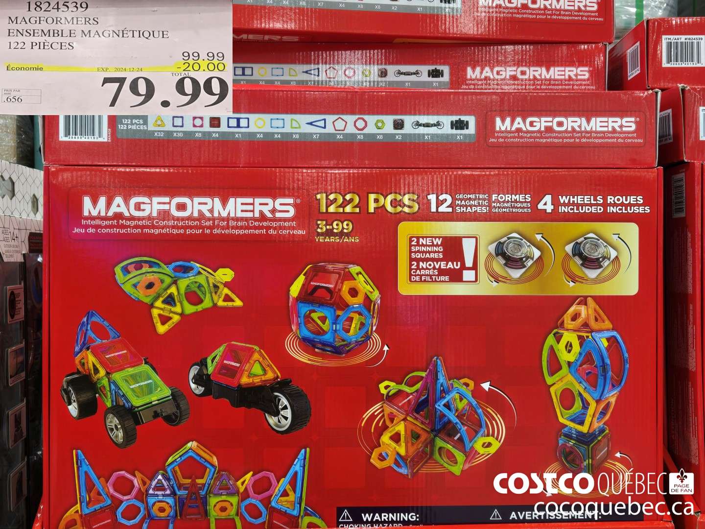 1824539 MAGFORMERS ENSEMBLE MAGNETIQUE 122 PIECES  ($20.00 INSTANT SAVINGS EXPIRES ON 2024-12-24) $79.99
