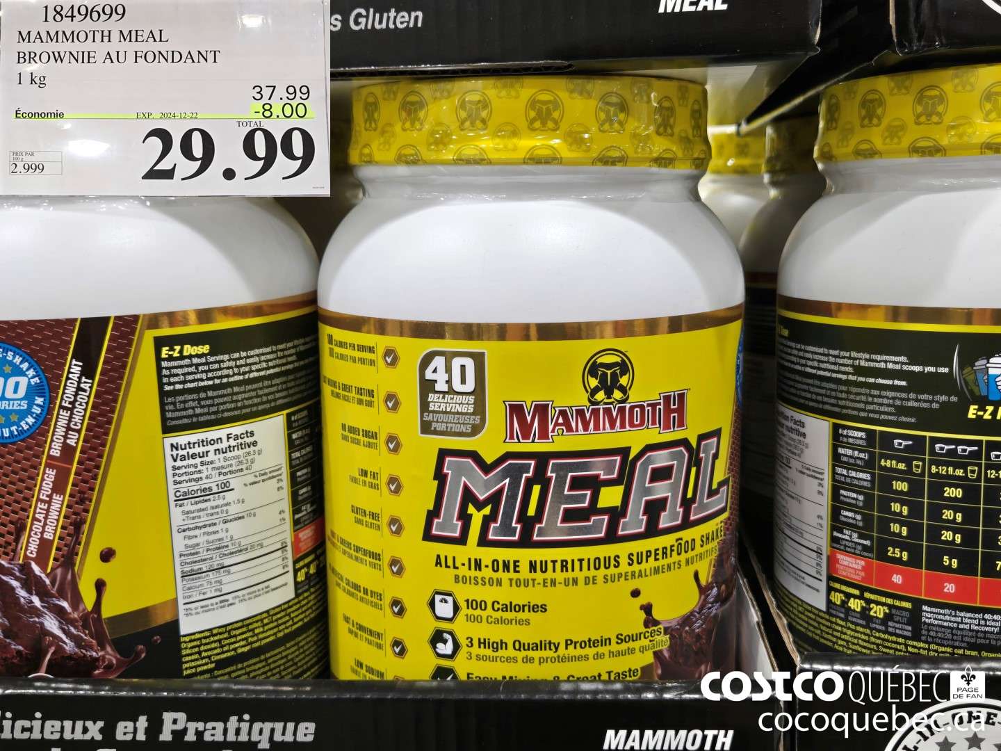 1849699 MAMMOTH MEAL BROWNIE AU FONDANT  ($8.00 INSTANT SAVINGS EXPIRES ON 2024-12-22) $29.99