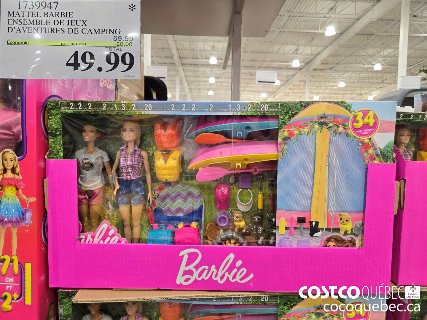 1739947 MATTEL BARBIE ENSEMBLE DE JEUX D'AVENTURES DE CAMPING  ($20.00 INSTANT SAVINGS EXPIRES ON 2024-12-24) $49.99