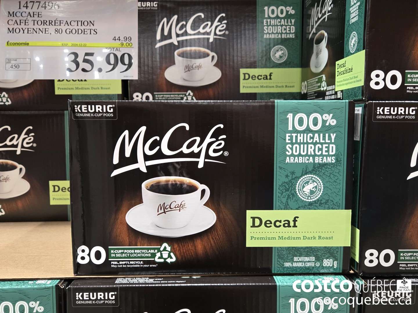 1477496 MCCAFE CAFE TORREFACTION MOYENNE, 80 GODETS  ($9.00 INSTANT SAVINGS) $35.99