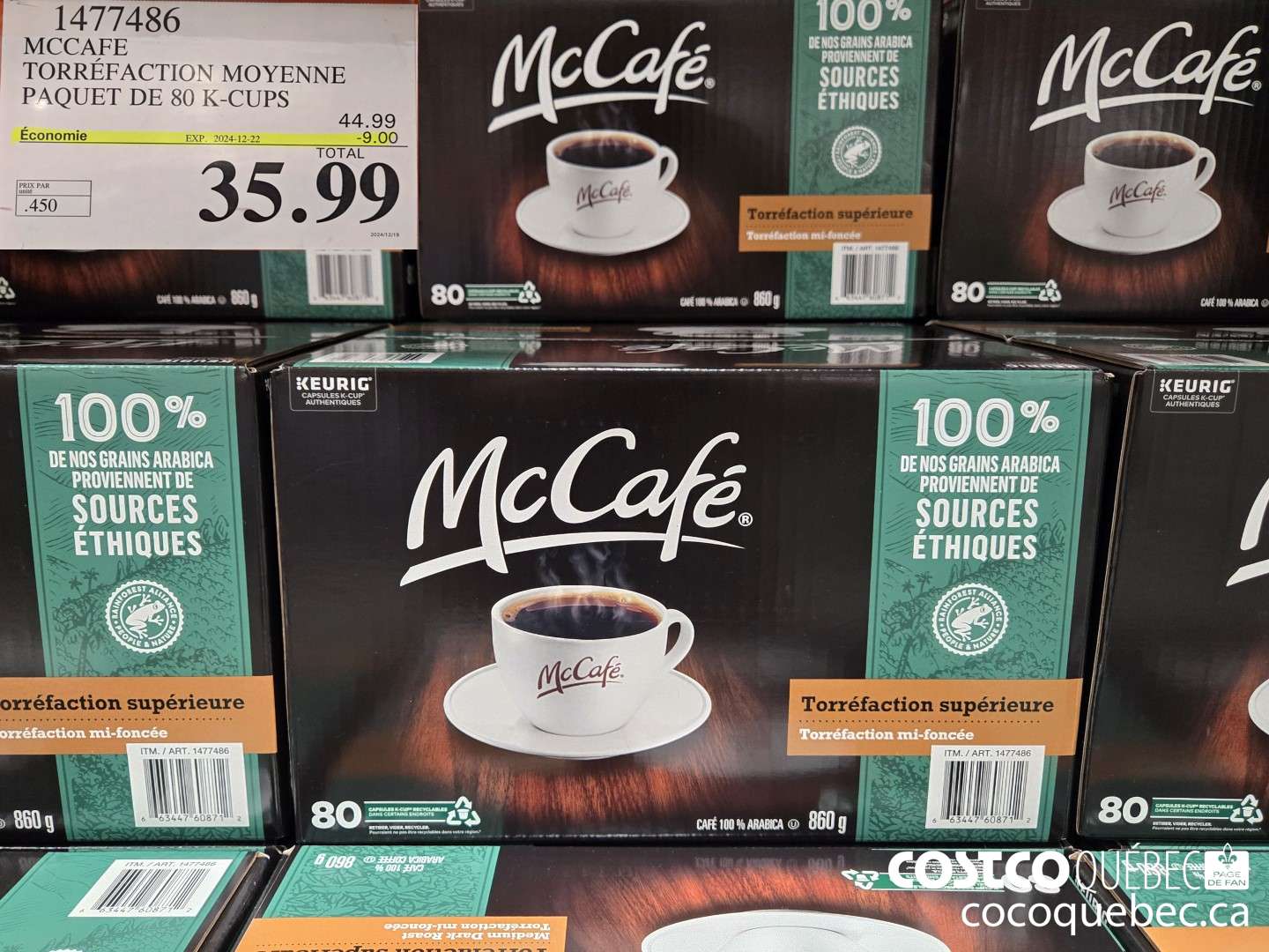 1477486 MCCAFE TORREFACTION MOYENNE BOITE DE 80 K-CUPS  ($9.00 INSTANT SAVINGS EXPIRES ON 2024-12-22) $35.99