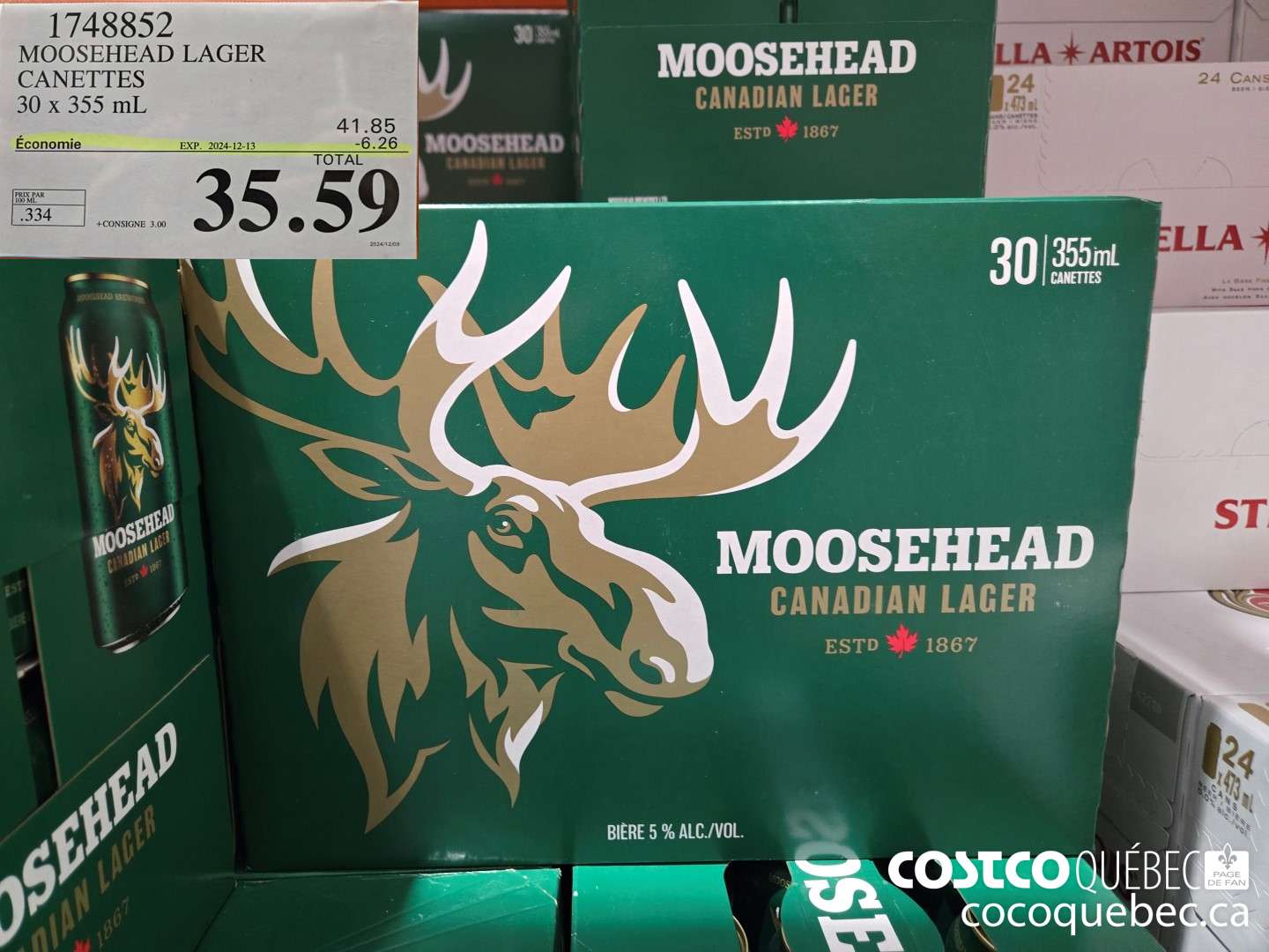 1748852 MOOSEHEAD LAGER CANETTES 30 x 355 mL ($6.26 INSTANT SAVINGS EXPIRES ON 2024-12-13) $35.59