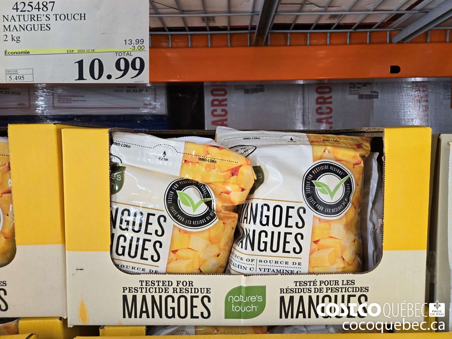 425487 NATURE'S TOUCH MANGUES 2 kg  ($3.00 INSTANT SAVINGS EXPIRES ON 2024-12-18) $10.99
