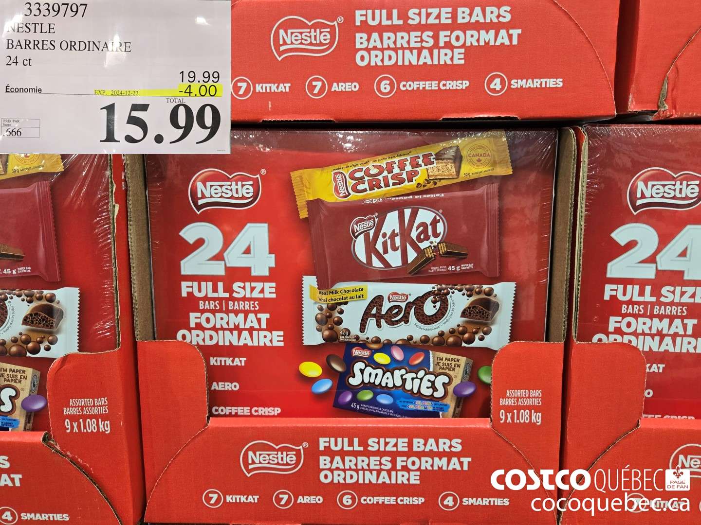 3339797 NESTLE BARRES VARIEES PAQUET DE 24  ($4.00 INSTANT SAVINGS EXPIRES ON 2024-12-22) $15.99