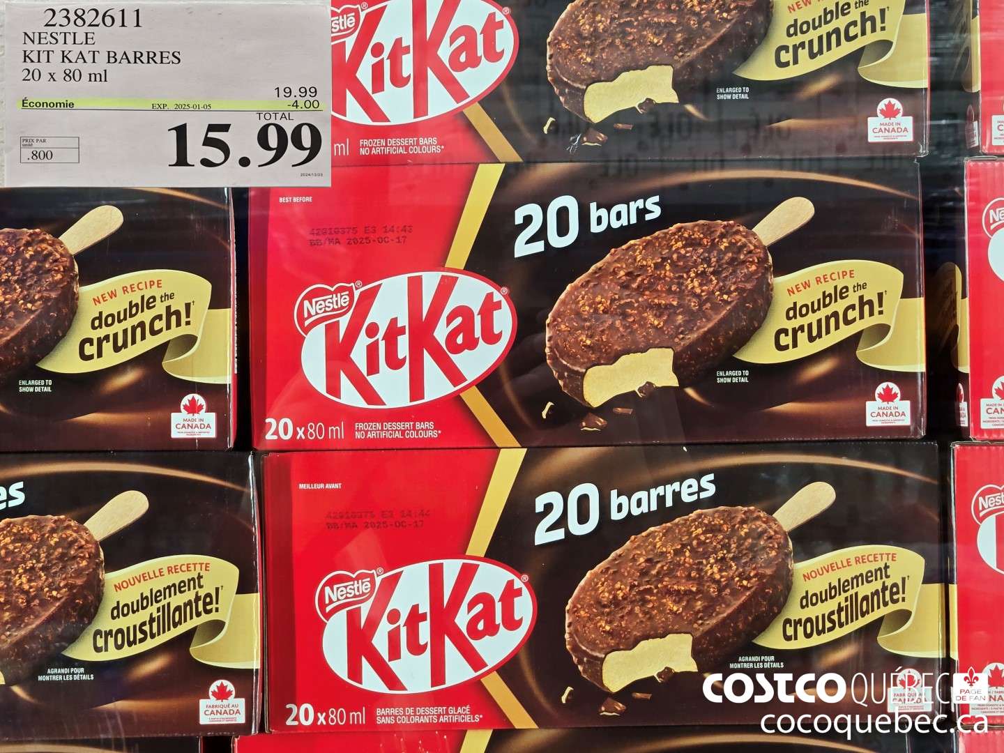 2382611 NESTLE KI IT-KAT BARRES 20 x 80 ml  ($4.00 INSTANT SAVINGS EXPIRES ON 2025-01-05) $15.99