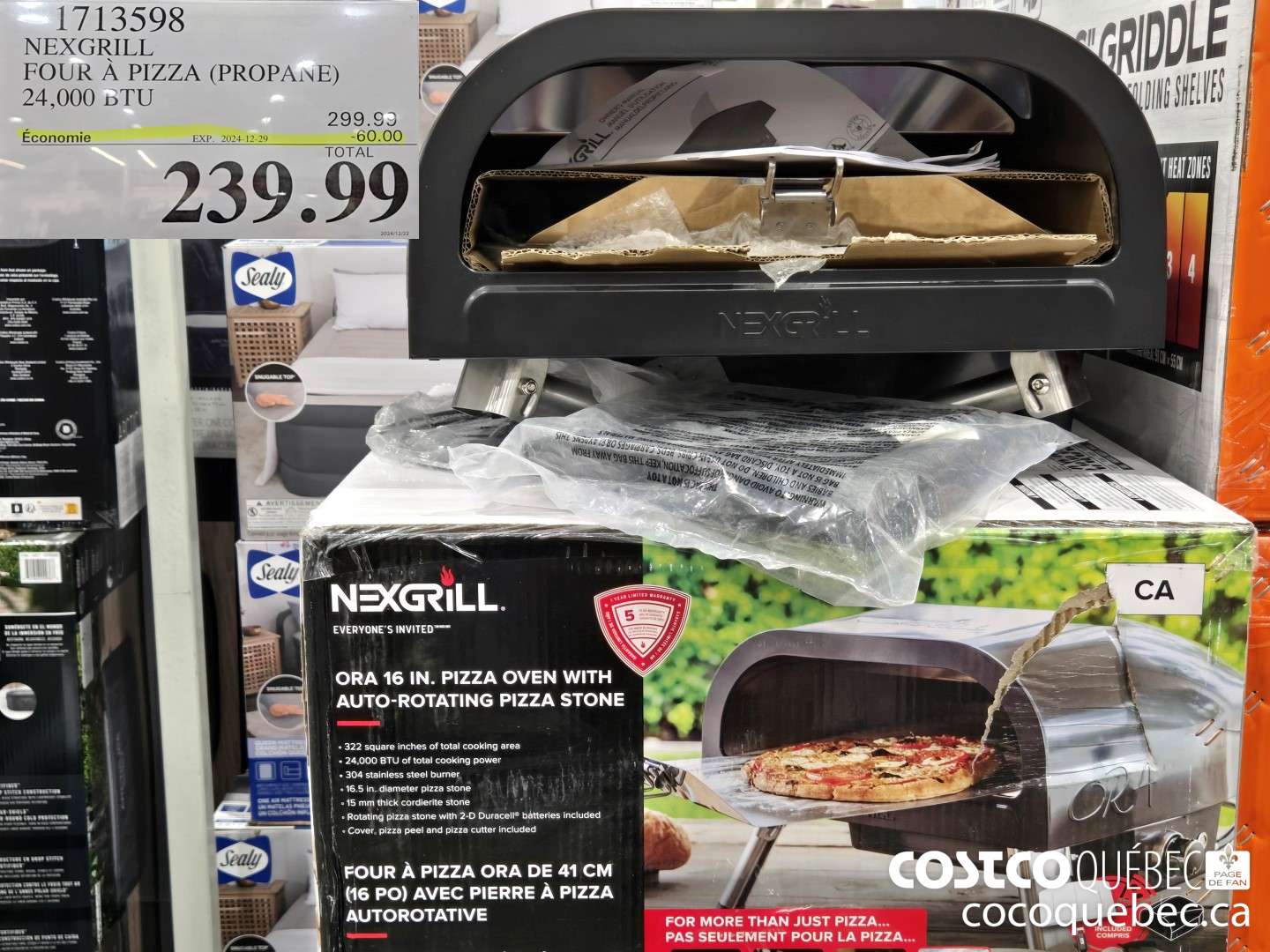 1713598 NEXGRILL FOUR A PIZZA (PROPANE) 24,000 BTU  ($60.00 INSTANT SAVINGS EXPIRES ON 2024-12-29) $239.99