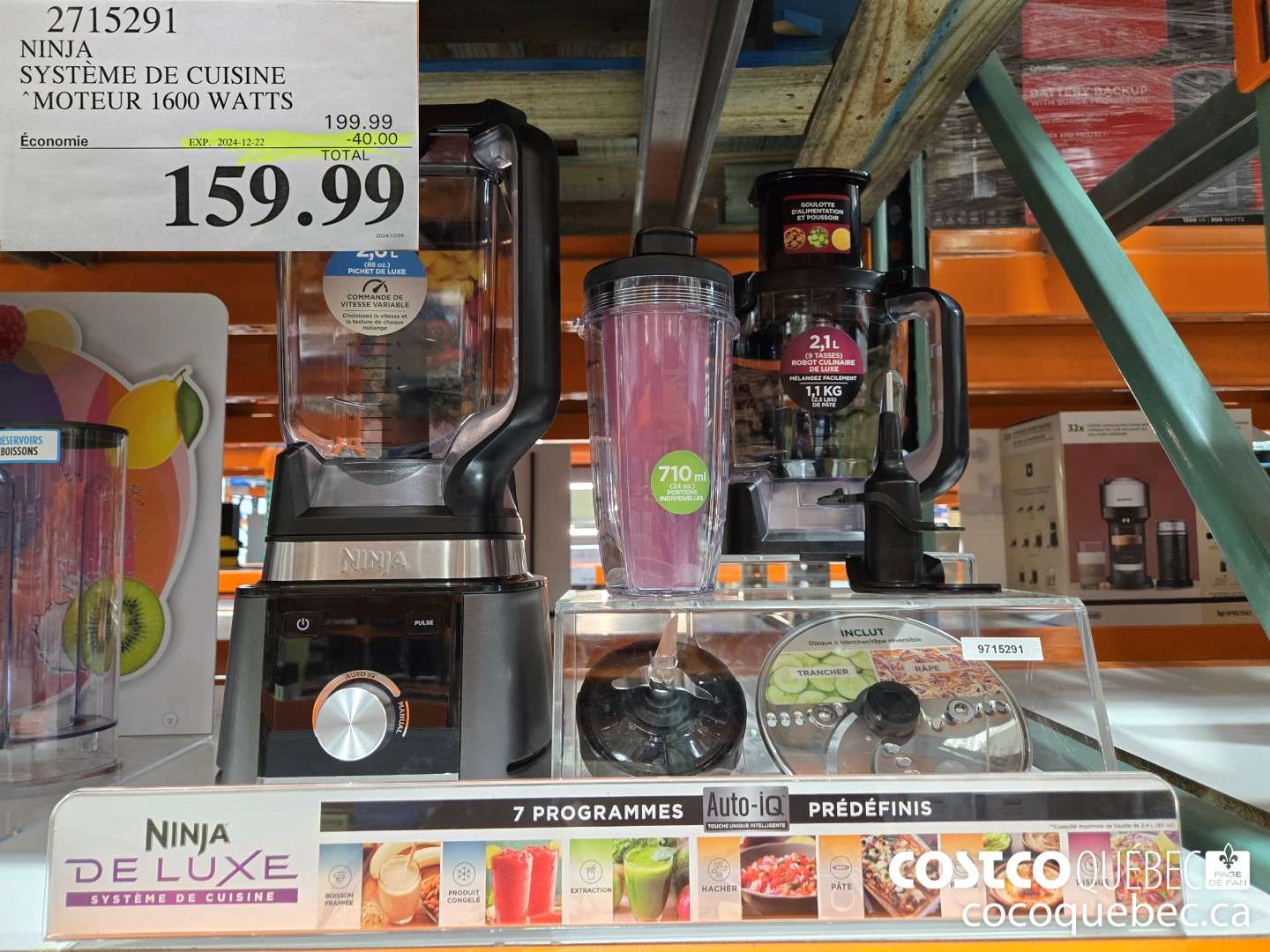 2715291 NINJA SYSTEME DE CUISINE “MOTEUR 1600 WATTS  ($40.00 INSTANT SAVINGS EXPIRES ON 2024-12-22) $159.99