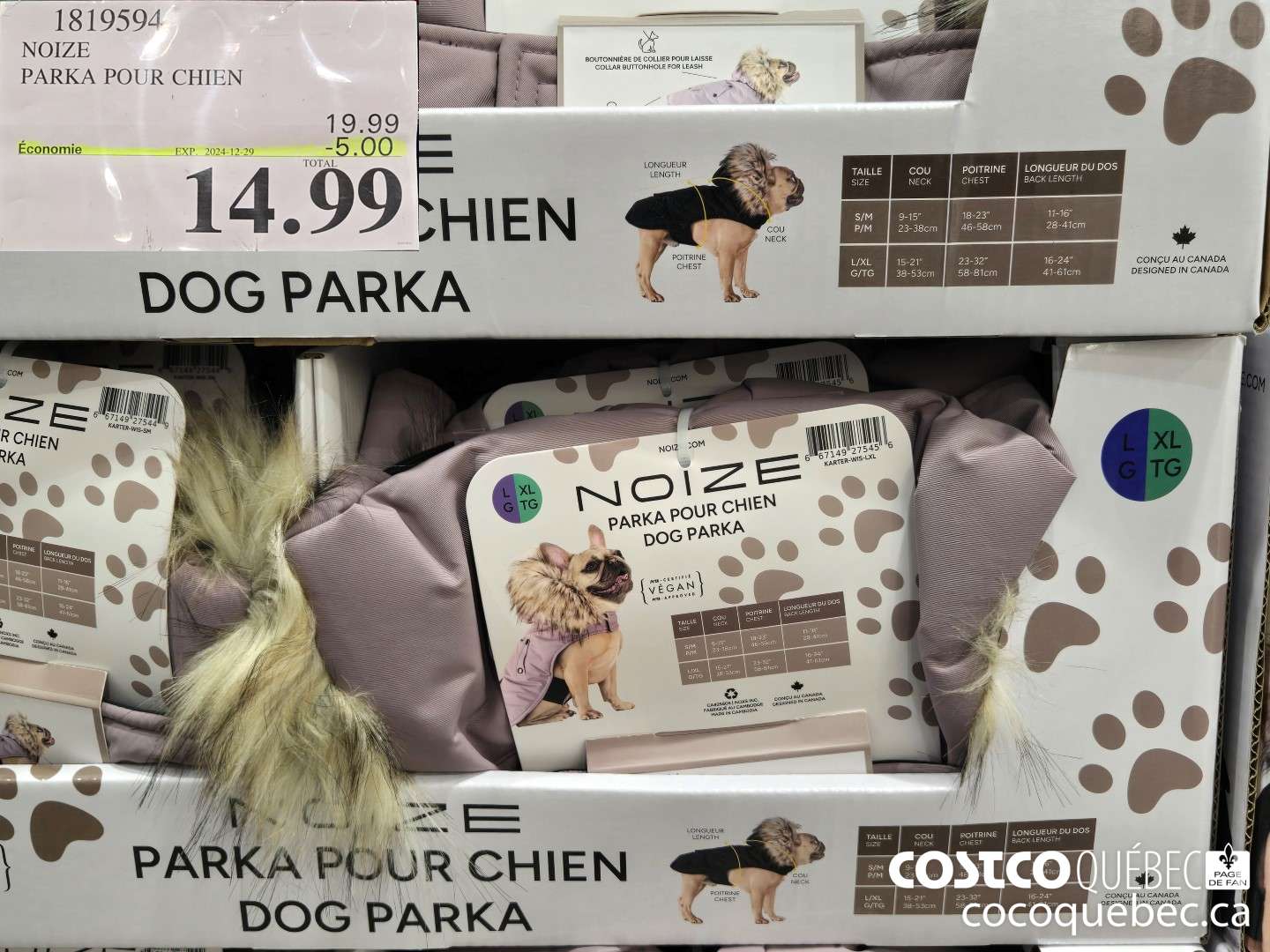 1819594 NOIZE PARKA POUR CHIEN  ($5.00 INSTANT SAVINGS EXPIRES ON 2024-12-29) $14.99