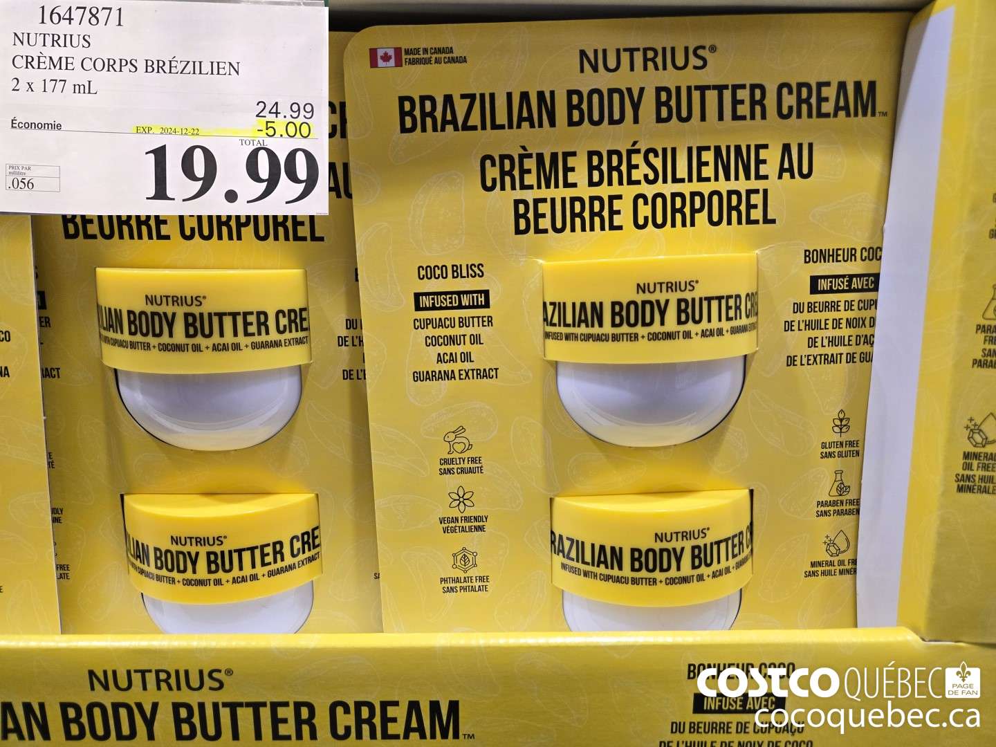 1647871 NUTRIUS CREME CORPS BREZILIEN 2x 177 mL ($5.00 INSTANT SAVINGS EXPIRES ON 2024-12-22) $19.99
