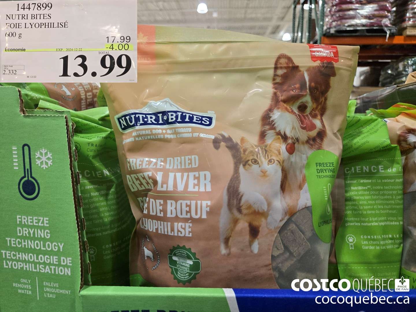 1447899 NUTRI BITES FOIE LYOPHILISE 600 G  ($4.00 INSTANT SAVINGS EXPIRES ON 2024-12-22) $13.99
